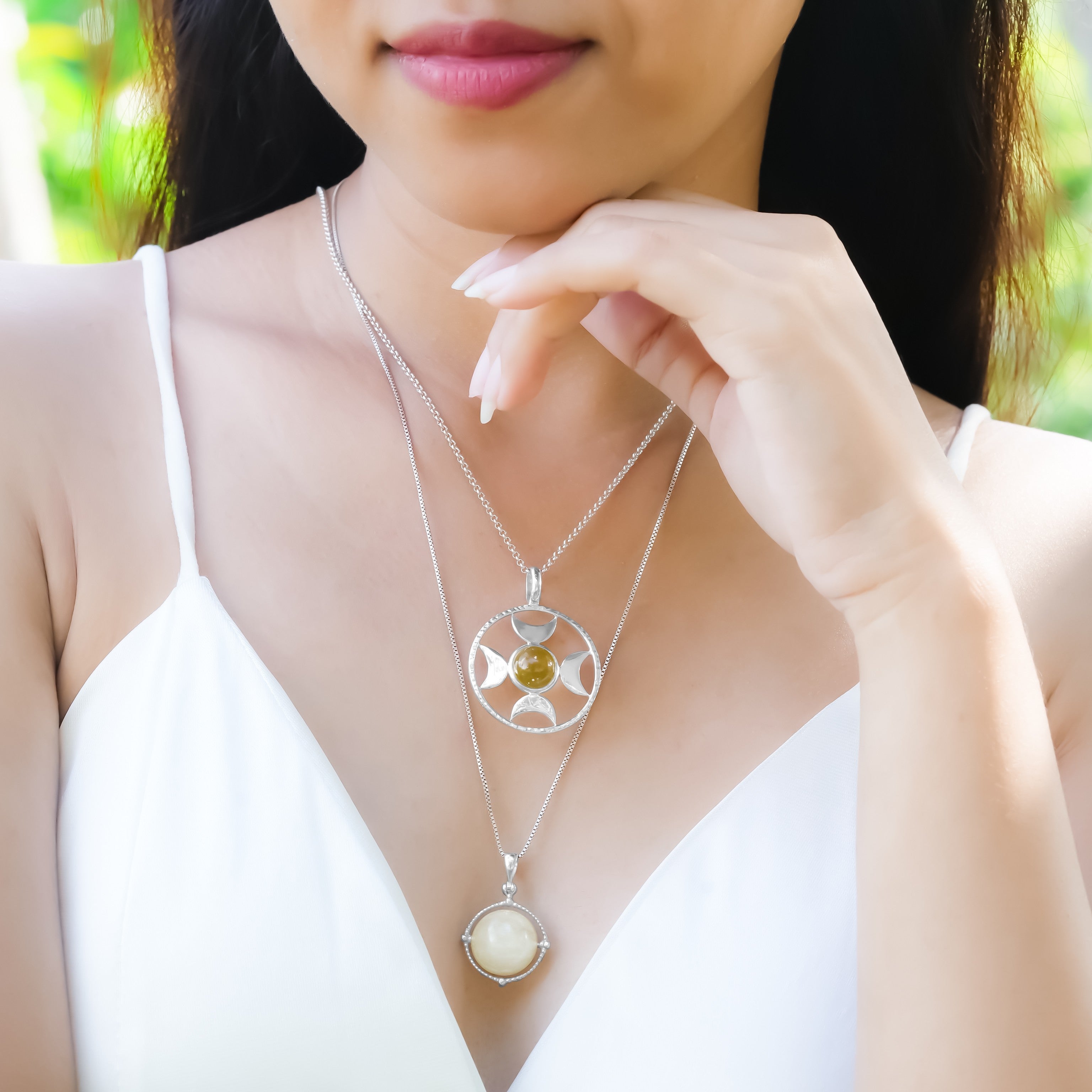 Starborn Sphere Libyan Desert Tektite Directional Crescent Moon Pendant in Sterling Silver