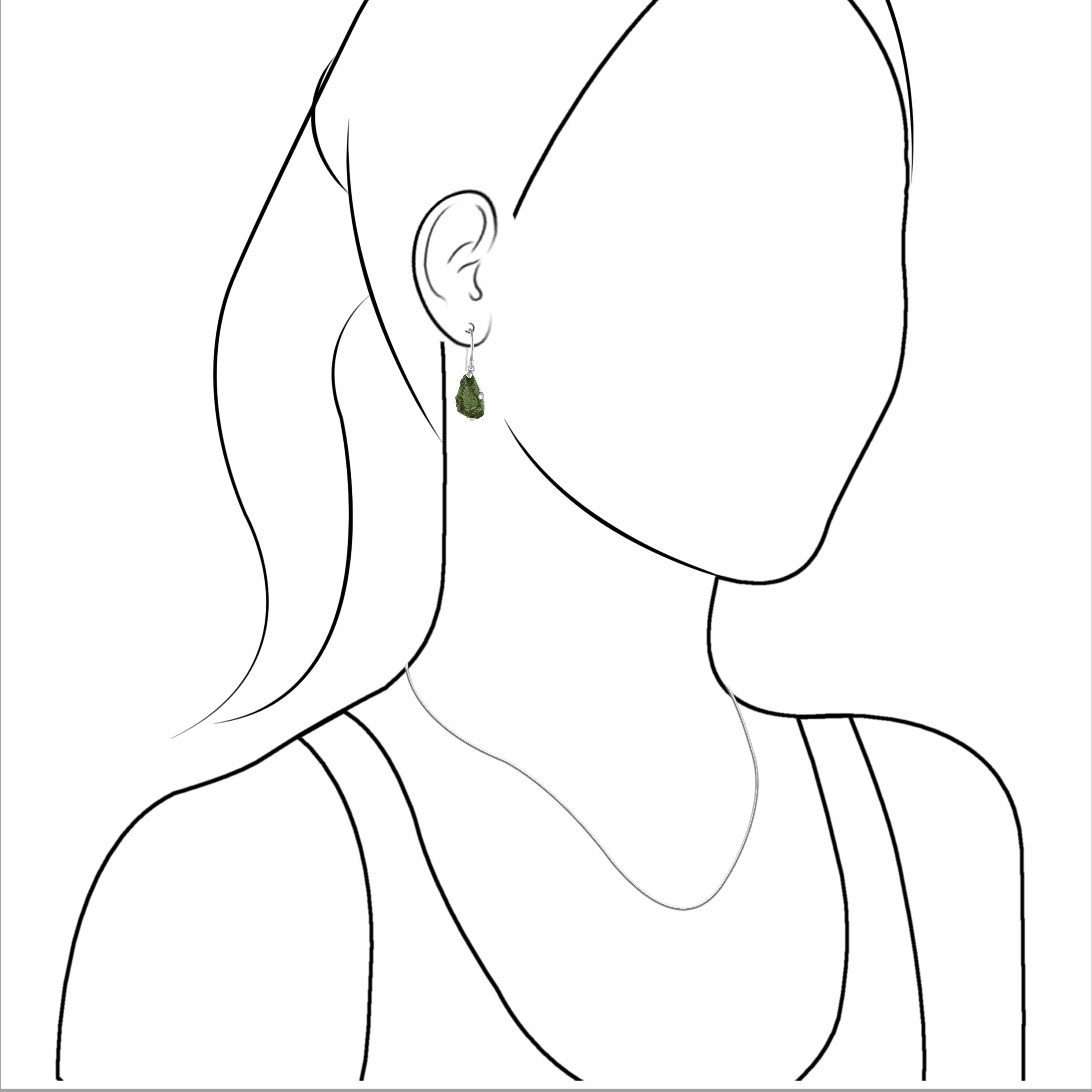 Starborn Rough Moldavite Dangle Earrings in Sterling Silver