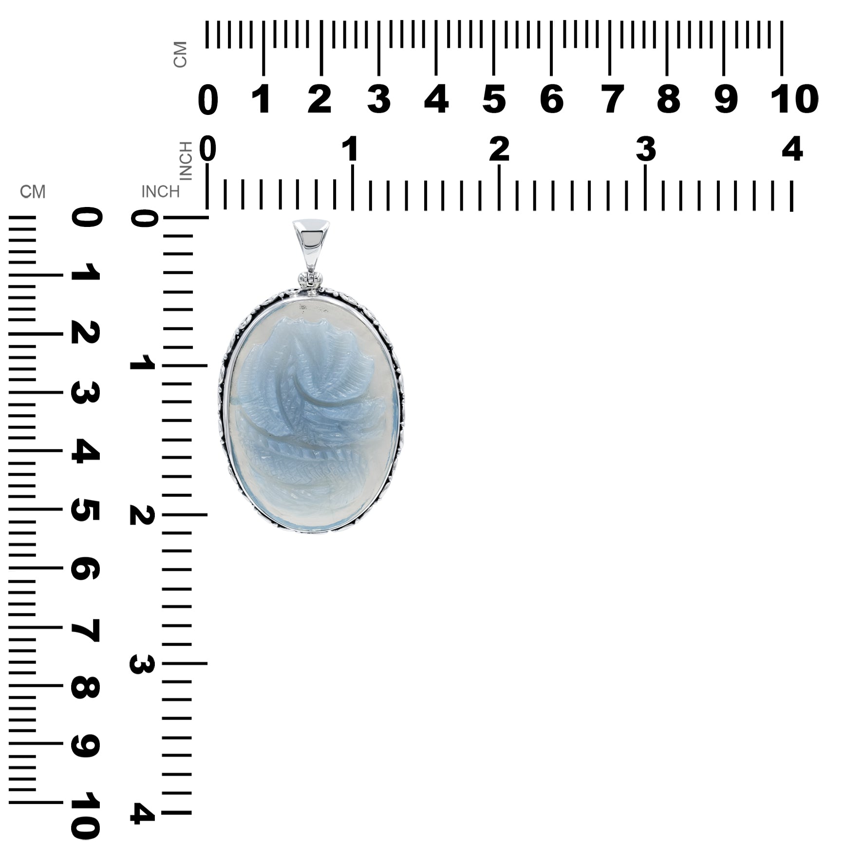 Starborn Medieval Swedish Ore Glass Dragon Carving Pendant in Sterling Silver