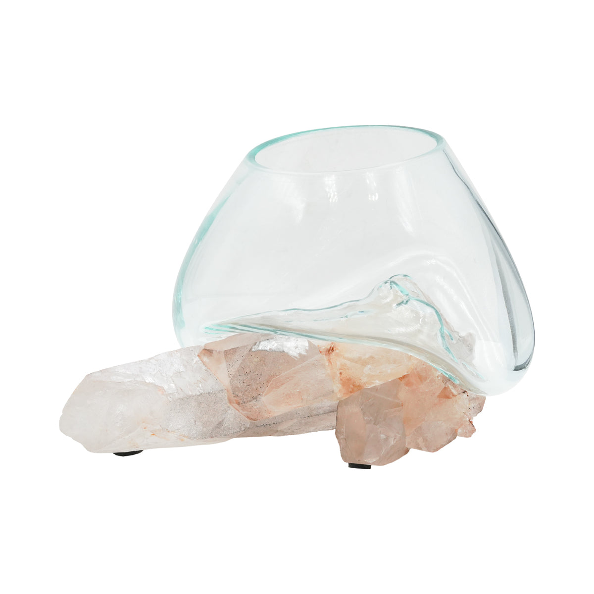 [TEMPLATE] Starborn Mundgeblasene Vase aus geschmolzenem Glas auf brasilianischem Quarz