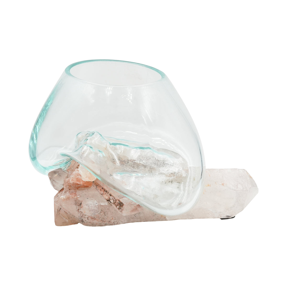[TEMPLATE] Starborn Mundgeblasene Vase aus geschmolzenem Glas auf brasilianischem Quarz
