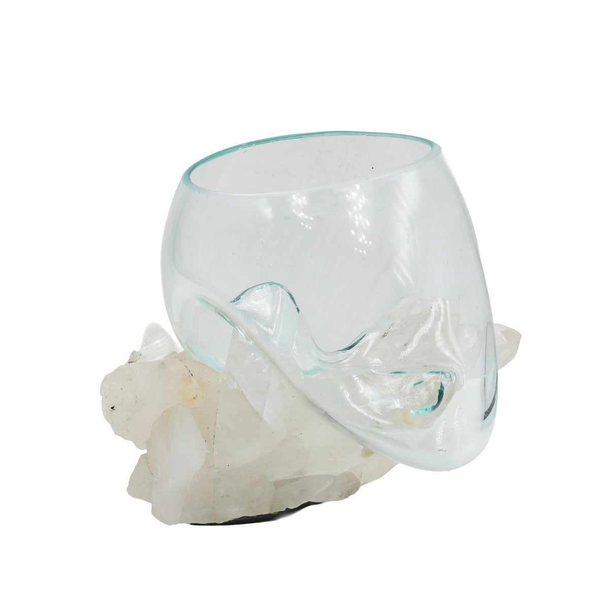 Starborn Handblown Molten Glass Display Bowl on Brazilian Quartz