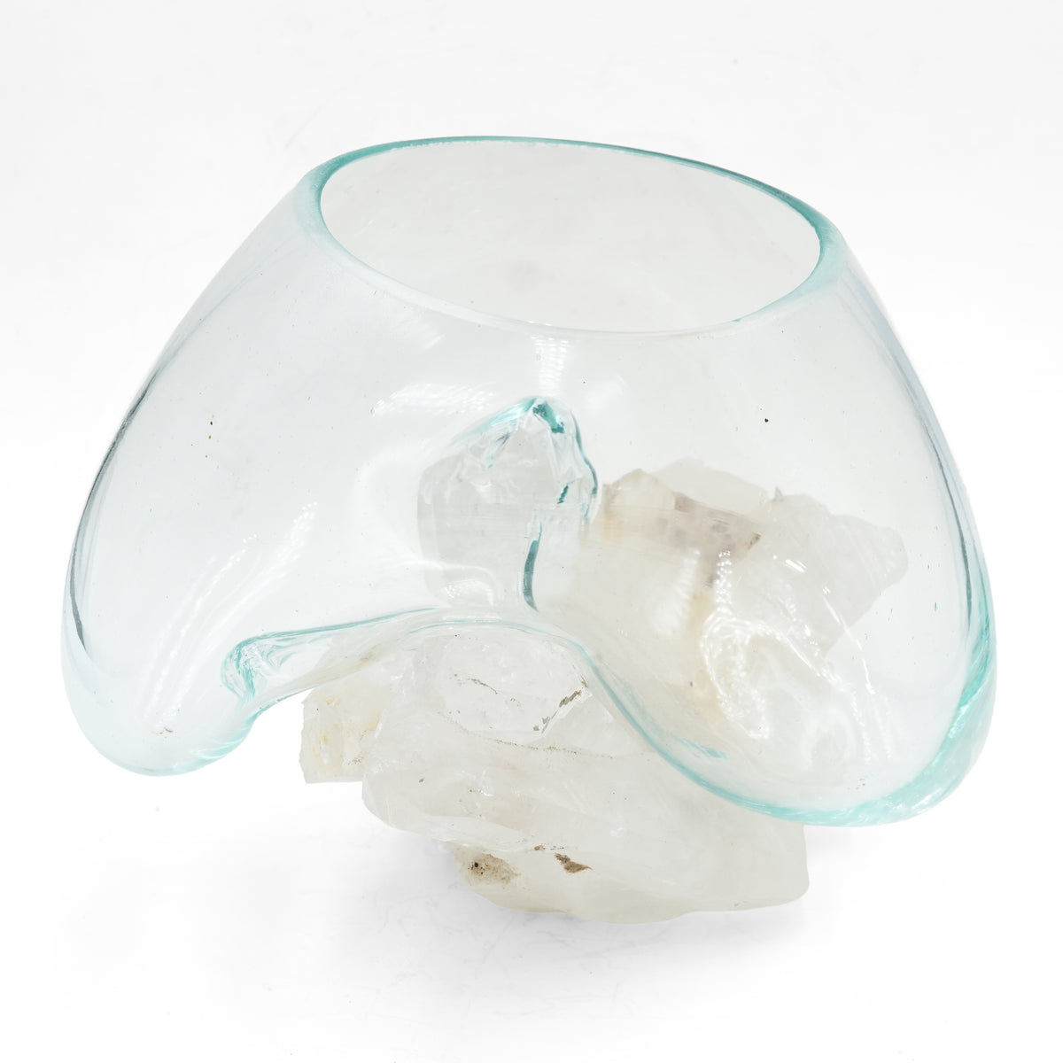 Starborn Handblown Molten Glass Display Bowl on Brazilian Quartz