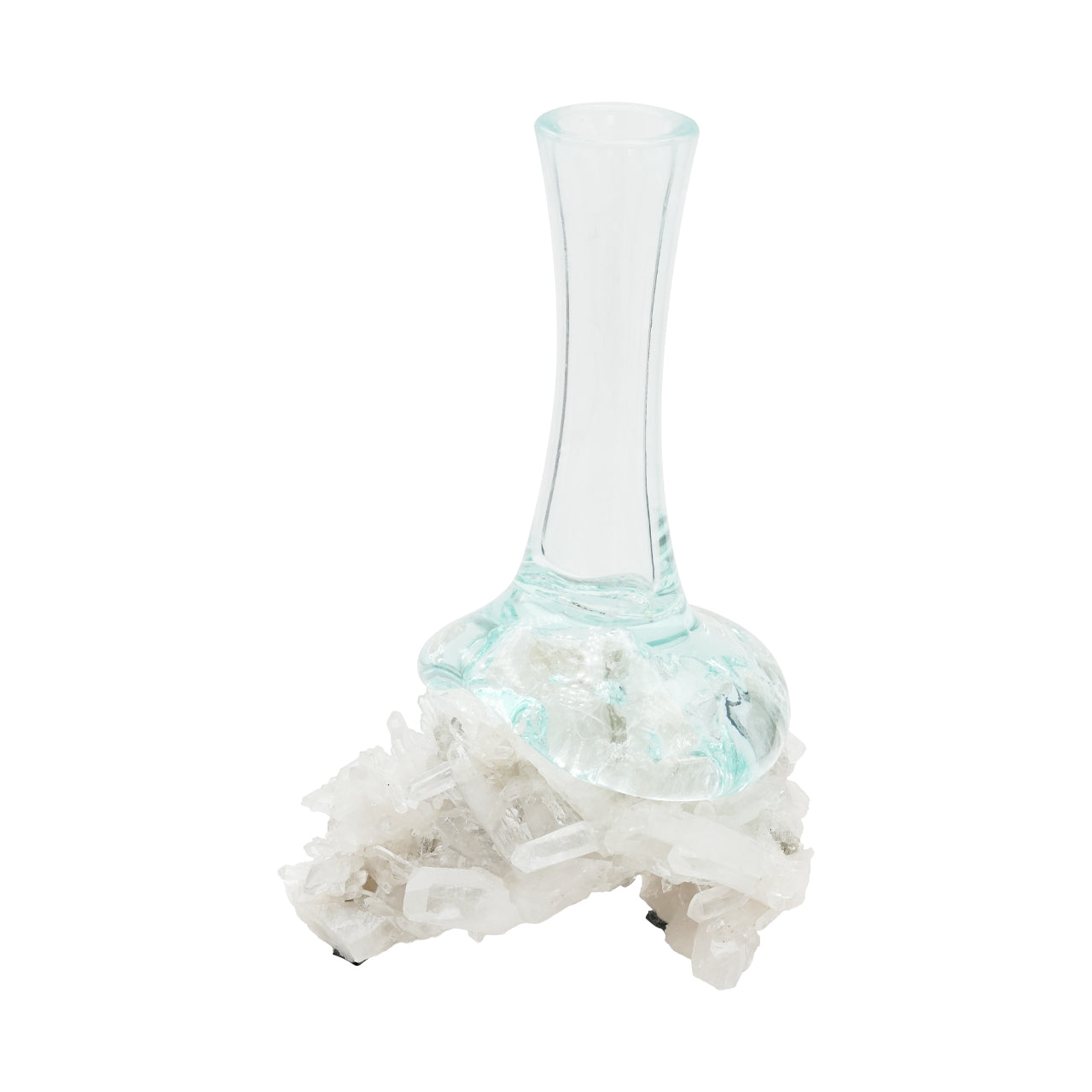 Starborn Handblown Molten Glass Vase on Brazilian Quartz