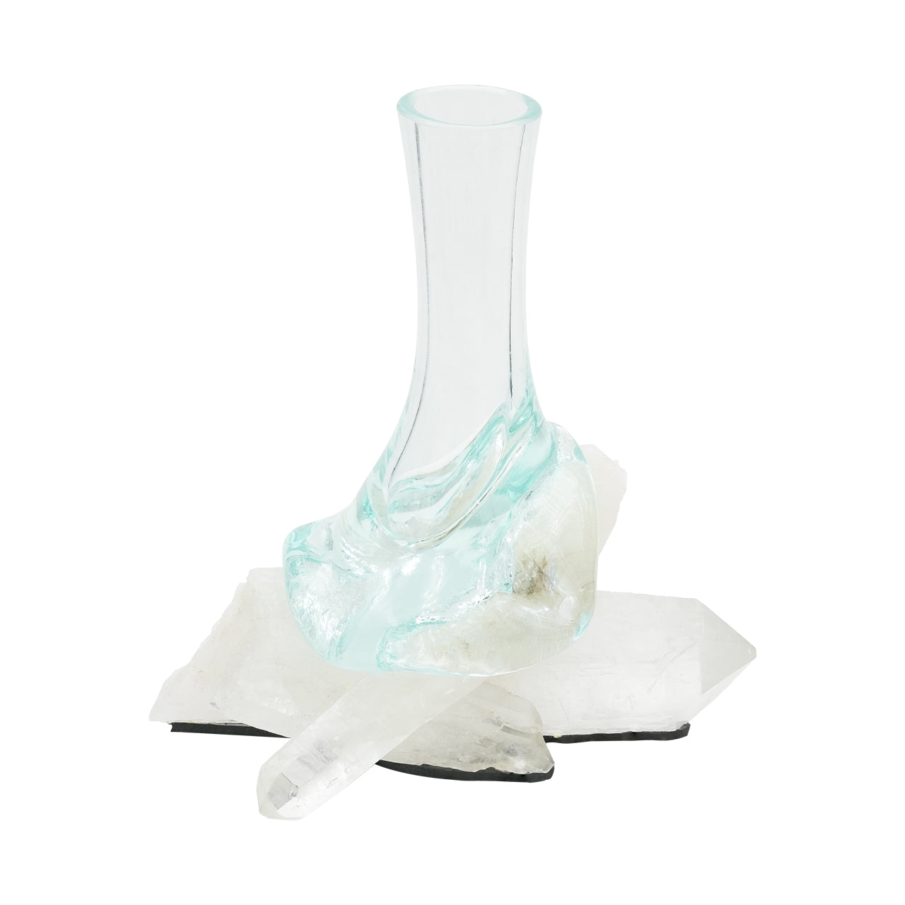 Starborn Handblown Molten Glass Vase on Brazilian Quartz