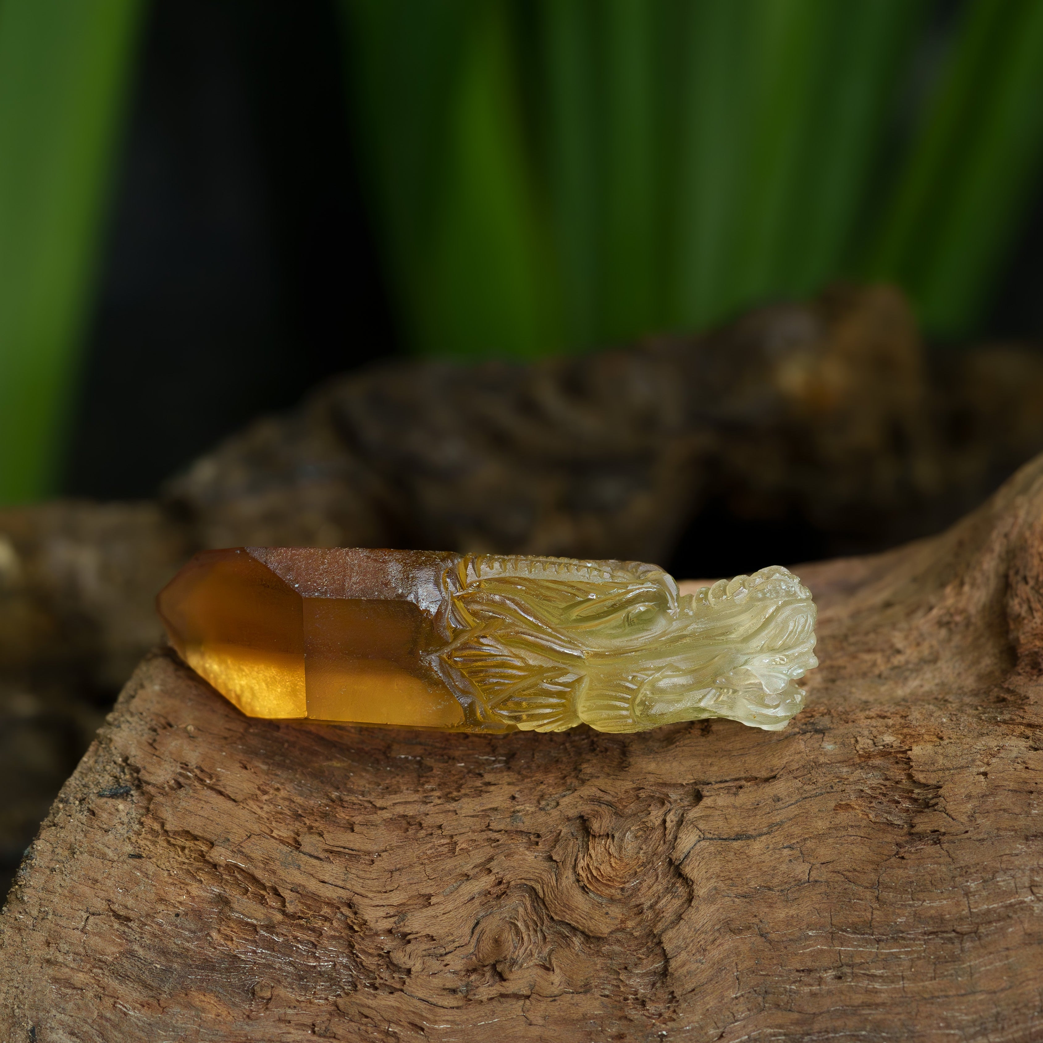 Starborn Hand Carved Unheated Natural Citrine Dragon Head Carving - 1 Piece