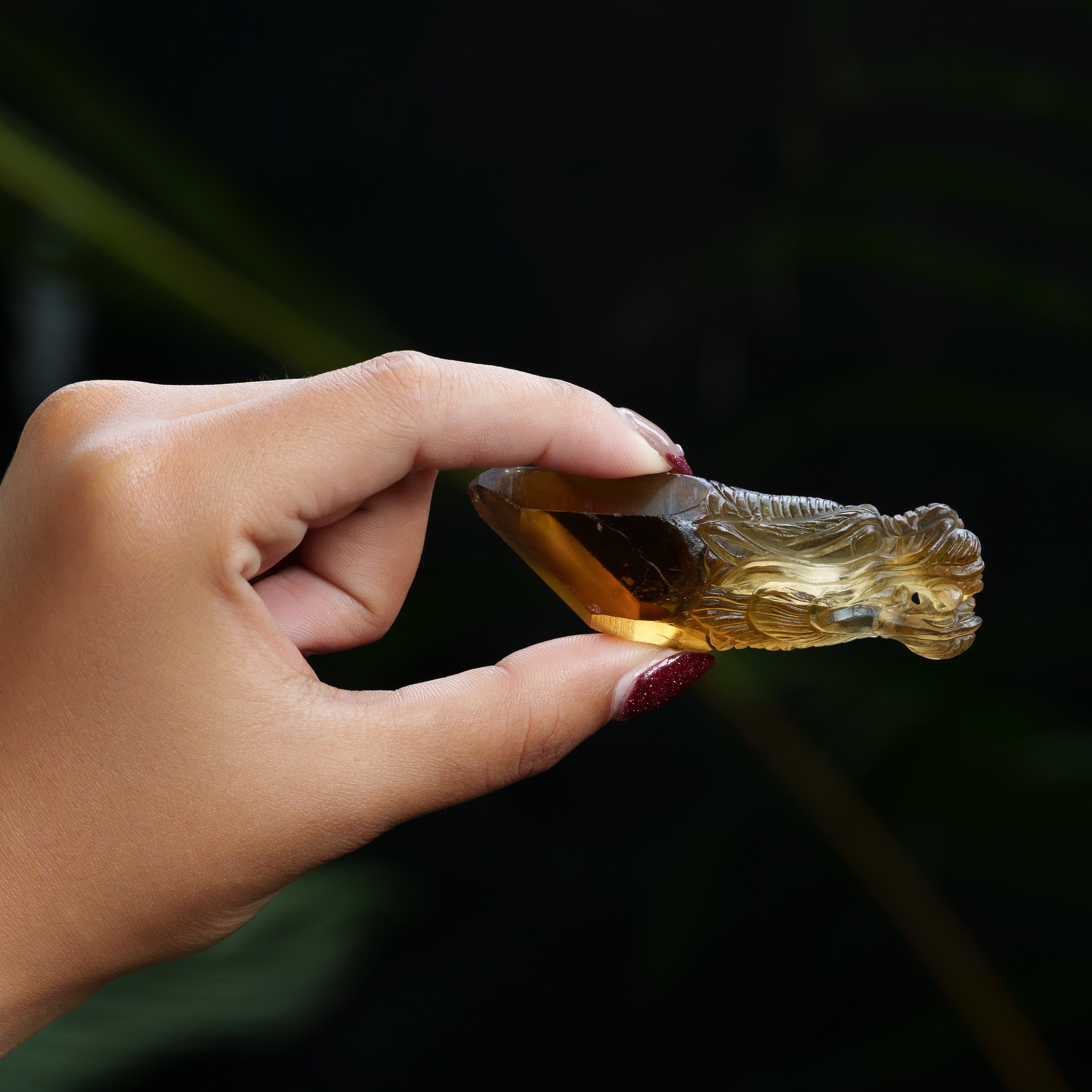 Starborn Hand Carved Unheated Natural Citrine Dragon Head - 1 Piece