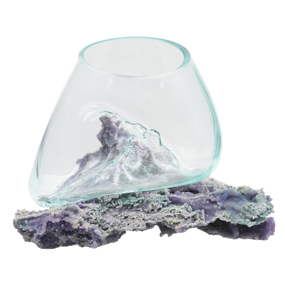Starborn Molten Glass Display Bowl on Grape Chalcedony