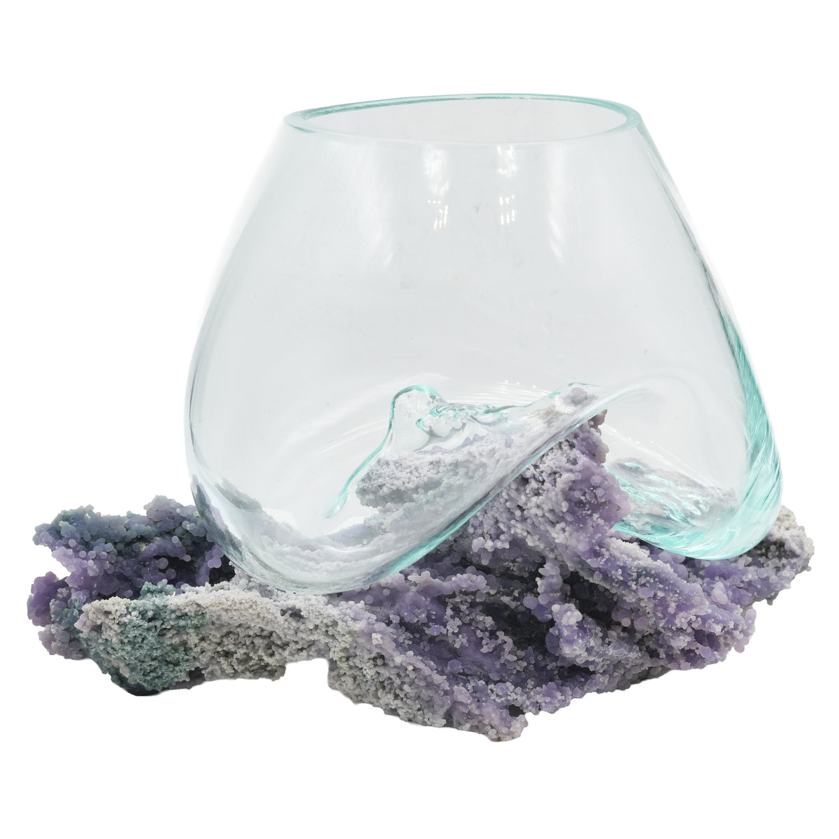 Starborn Molten Glass Display Bowl on Grape Chalcedony