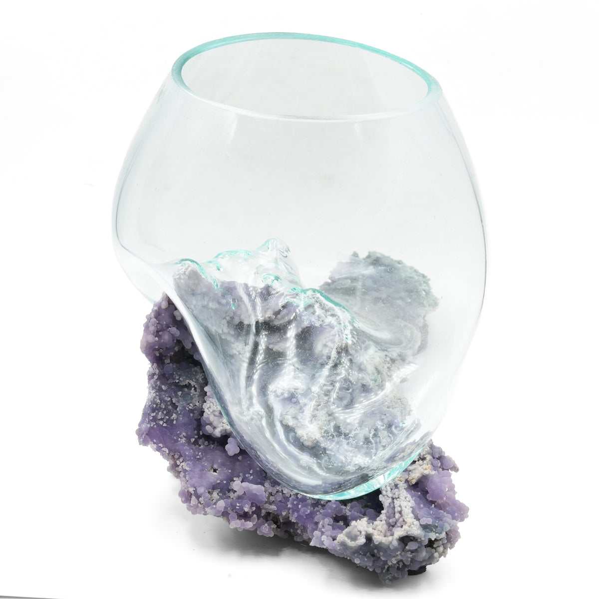 Starborn Molten Glass Display Bowl on Grape Chalcedony