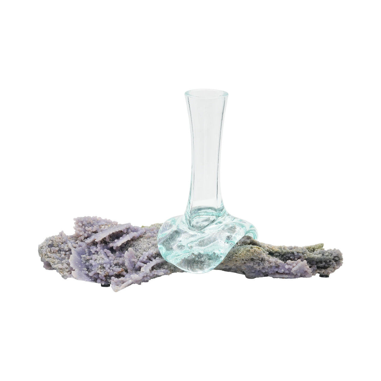 Starborn Handblown Molten Glass Vase on Grape Chalcedony
