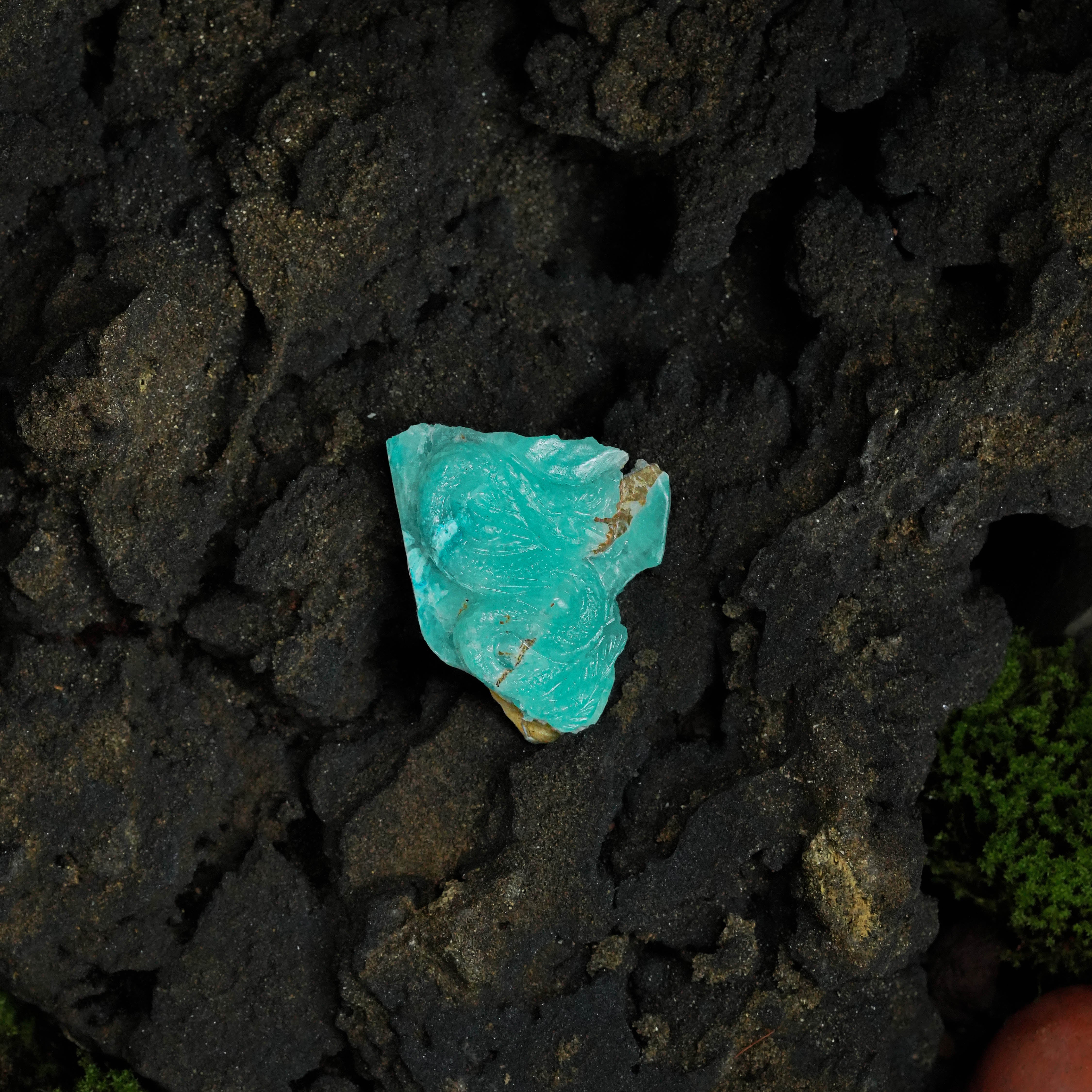 Starborn Hand-Carved Hemimorphite Dragon