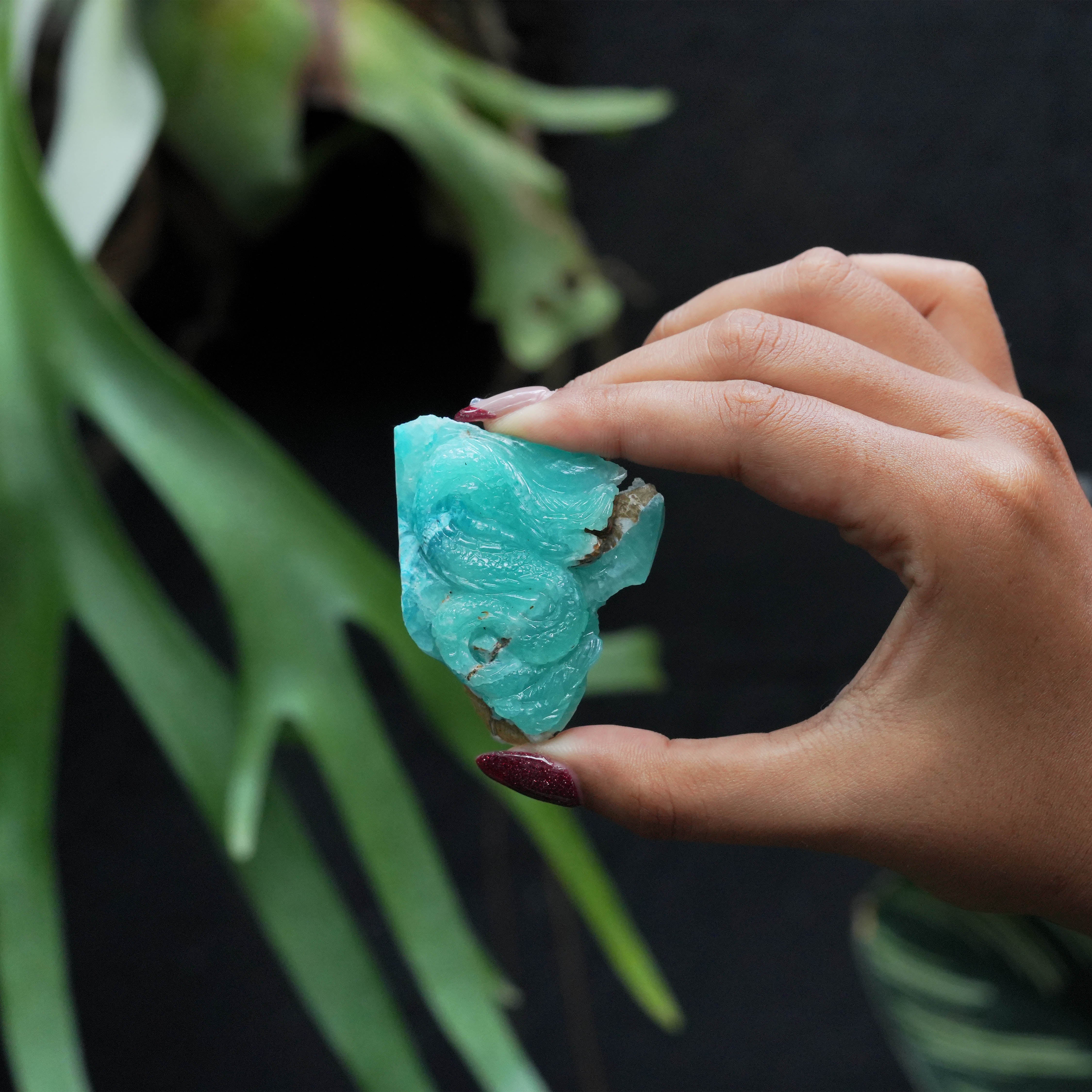 Starborn Hand-Carved Hemimorphite Dragon