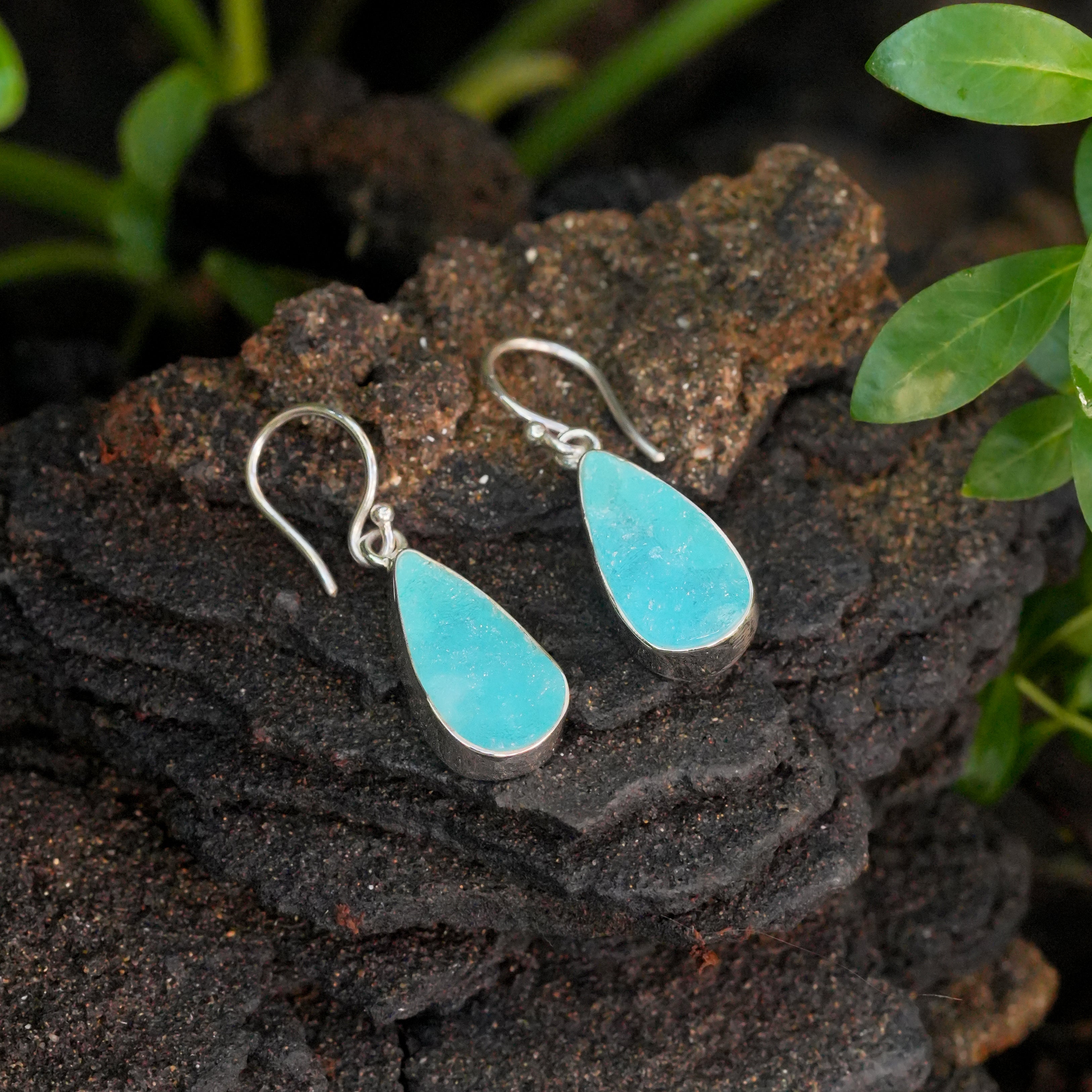 Starborn Hemimorphite Dangle Earrings in Sterling Silver