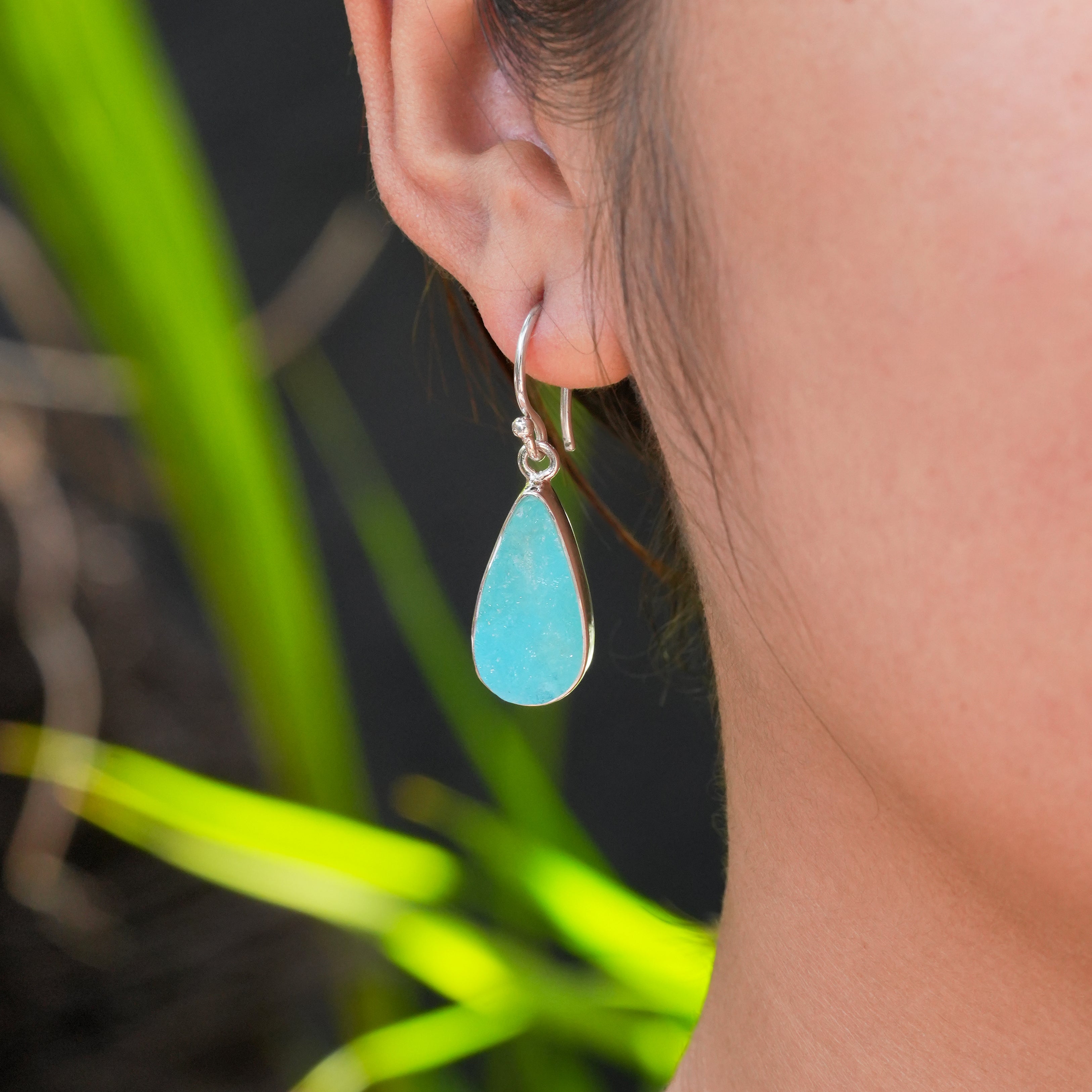Starborn Hemimorphite Dangle Earrings in Sterling Silver