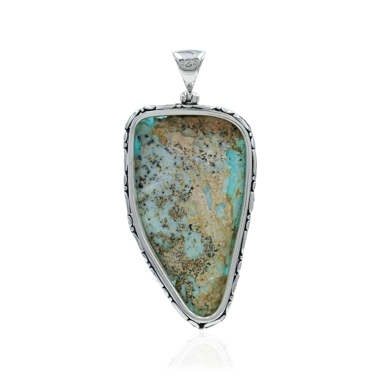 Starborn Hemimorphite Snake Carving Pendant in Sterling Silver