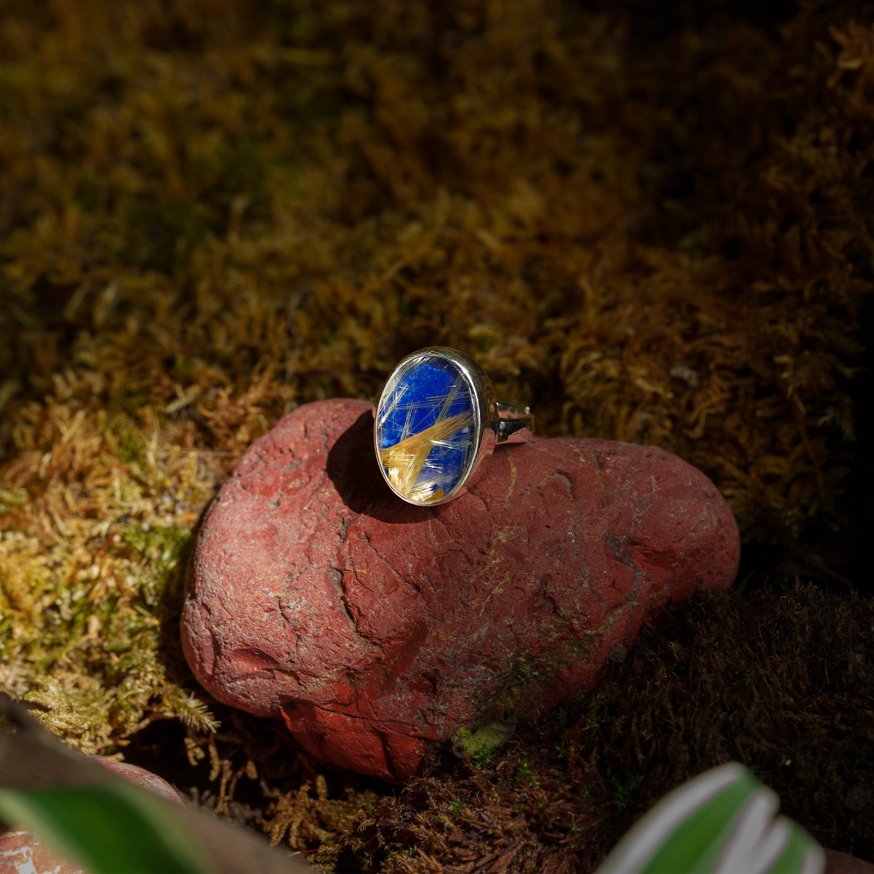 Starborn Oval Lapis Lazuli Rutile Doublet Ring in Sterling Silver - Size 8