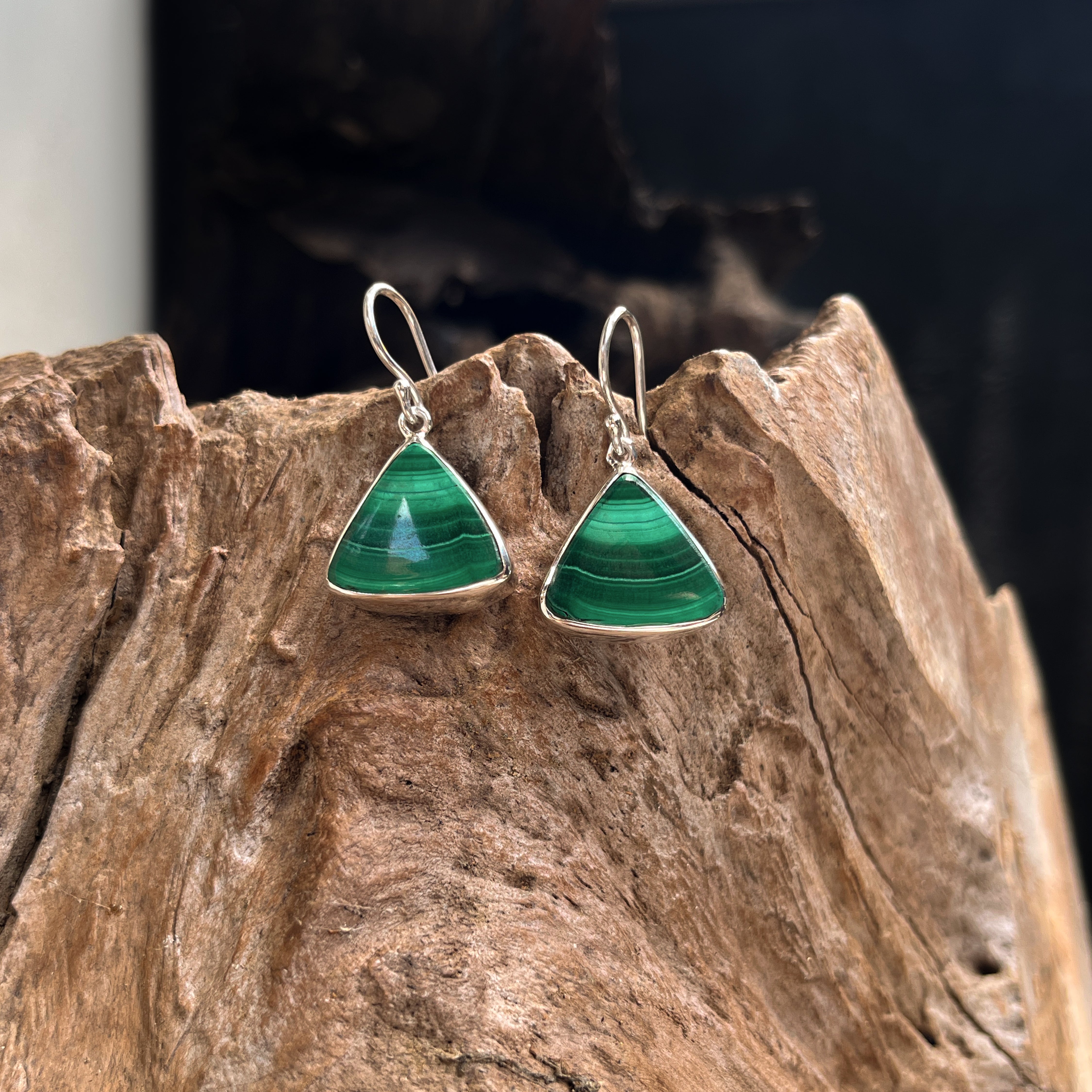 Starborn Malachite Earrings in Sterling Silver