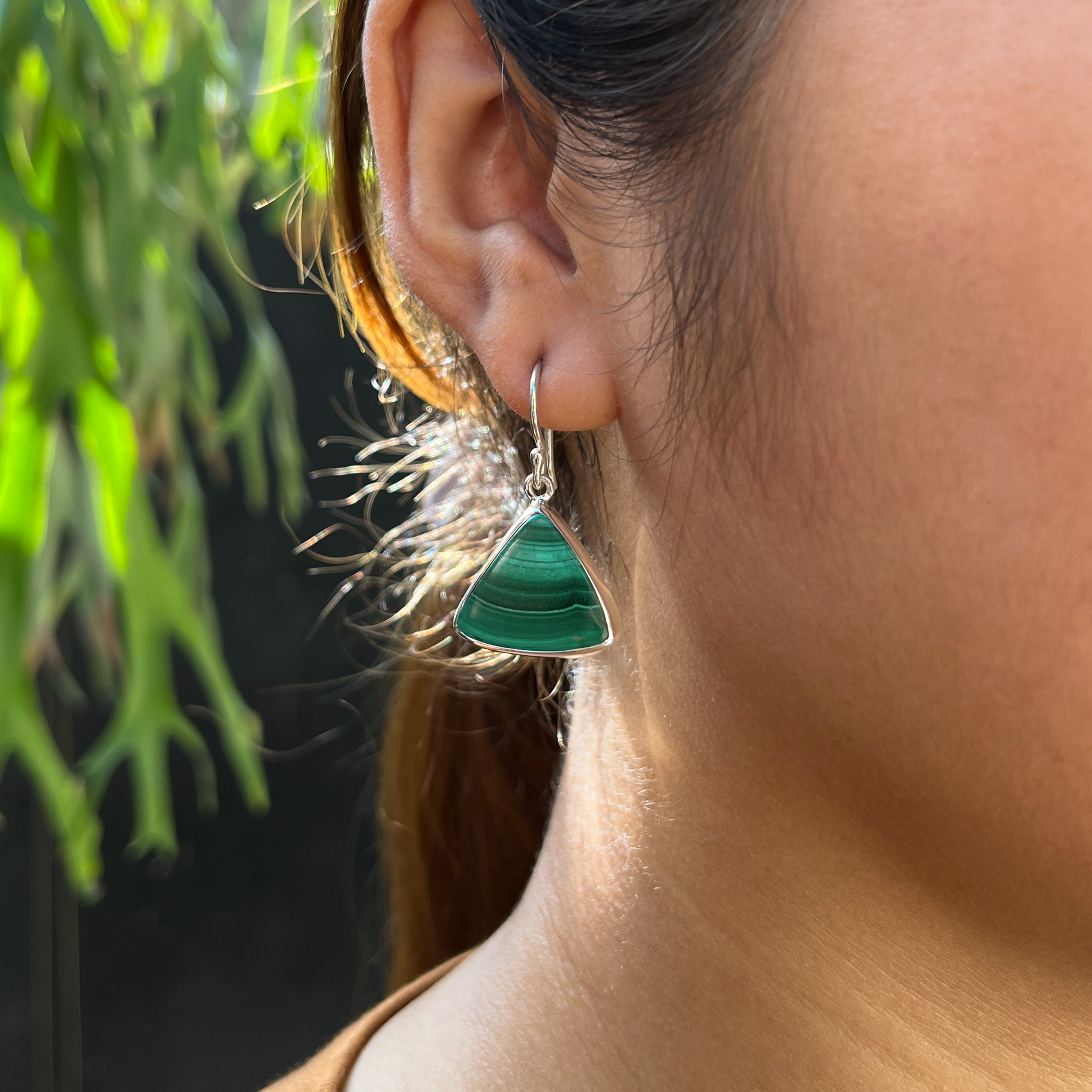 Starborn Malachite Earrings in Sterling Silver