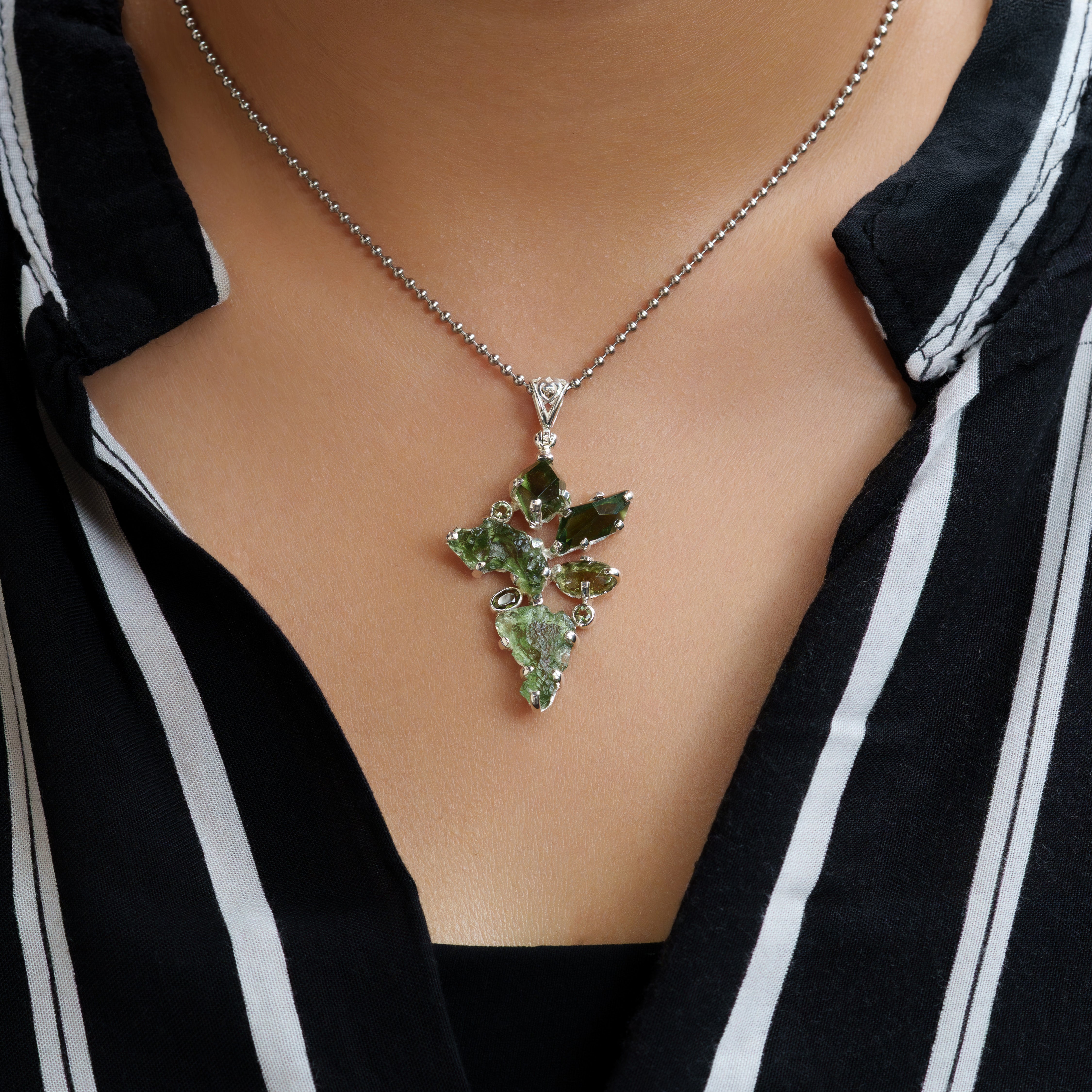 Starborn Moldavite Pendant in Sterling Silver