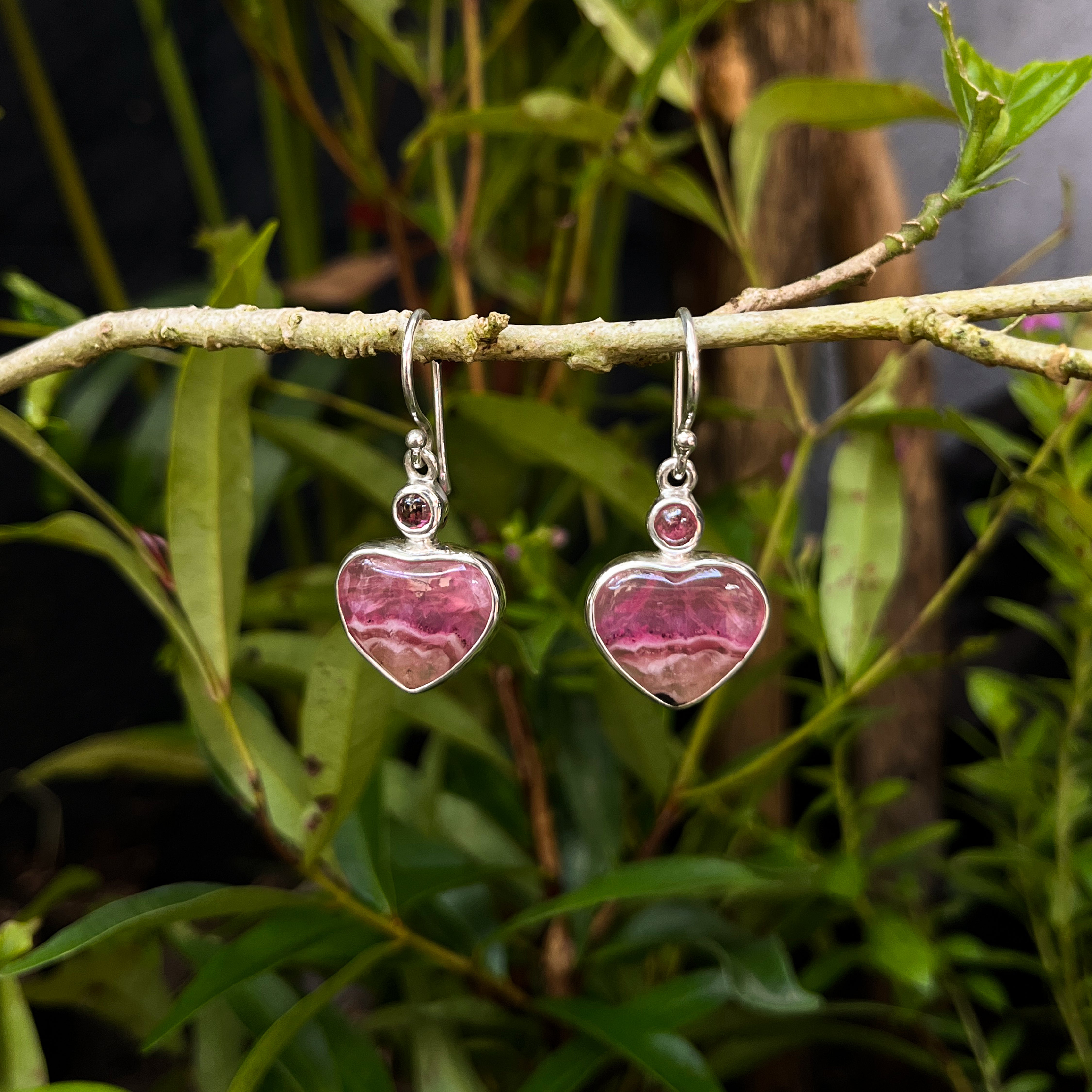 Starborn Pink Cobalto Calcite Heart & Pink Tourmaline Accent Drop Earrings in Sterling Silver - 1 Piece