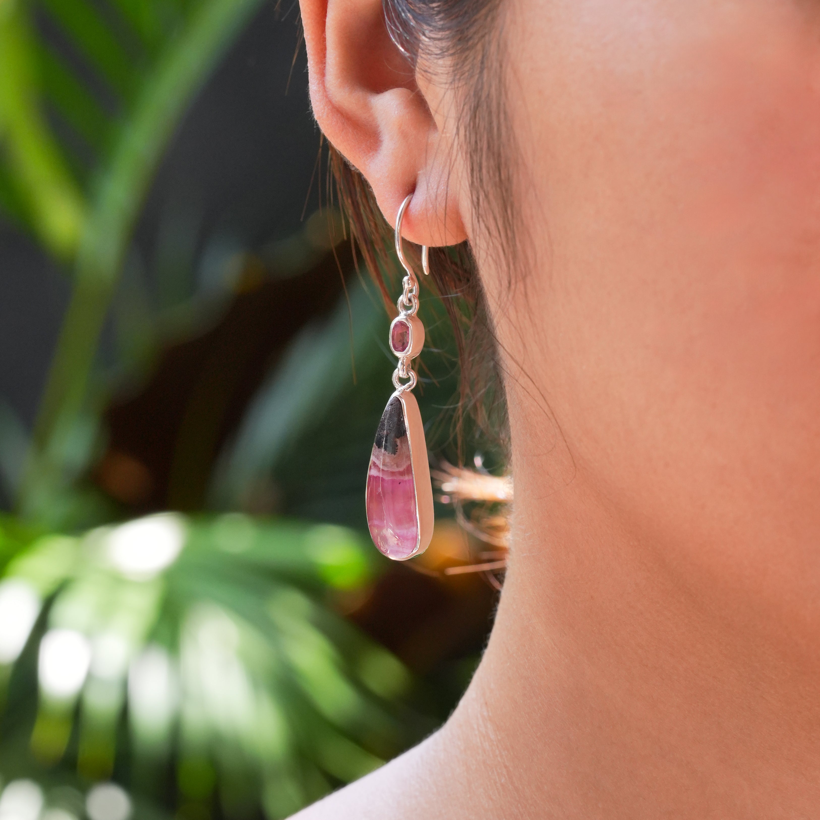 Starborn Pink Cobalto Calcite Dangle Earrings in Sterling Silver
