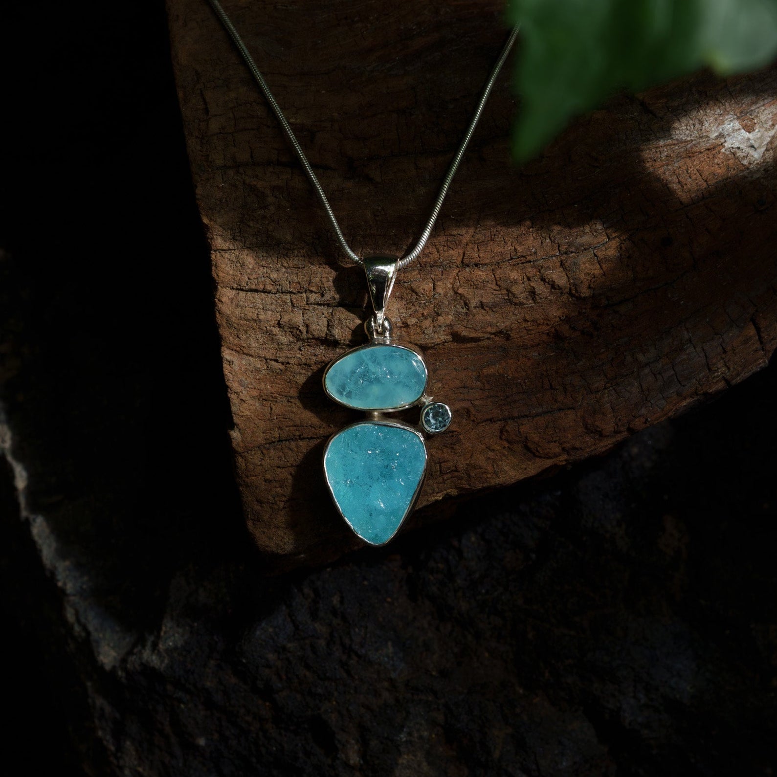 Starborn Hemimorphite Pendant with Blue Topaz Accent in Fine Sterling Silver - 1 Piece