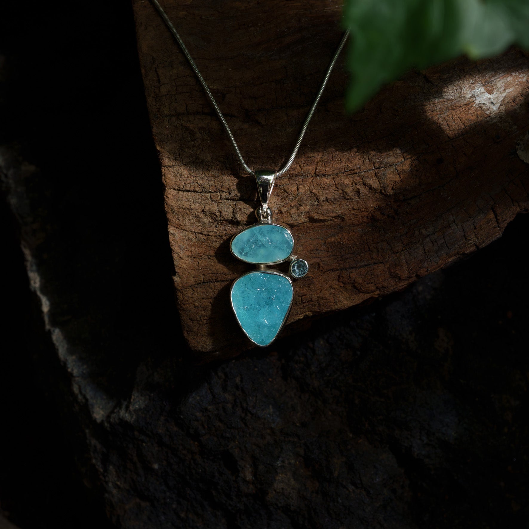 Starborn Hemimorphite Pendant with Blue Topaz Accent in Fine Sterling Silver - 1 Piece