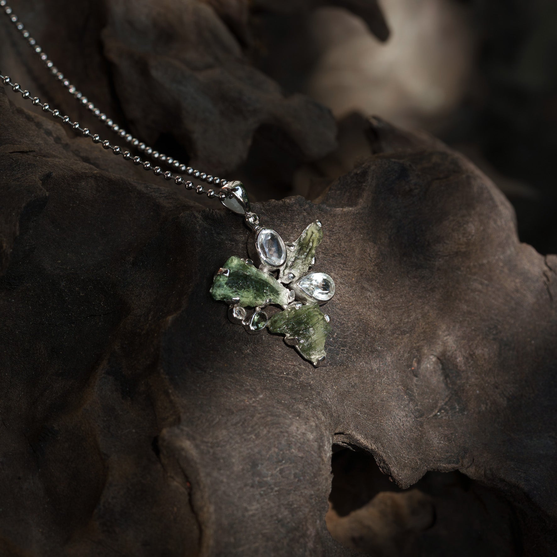 Starborn Moldavite Pendant in Sterling Silver