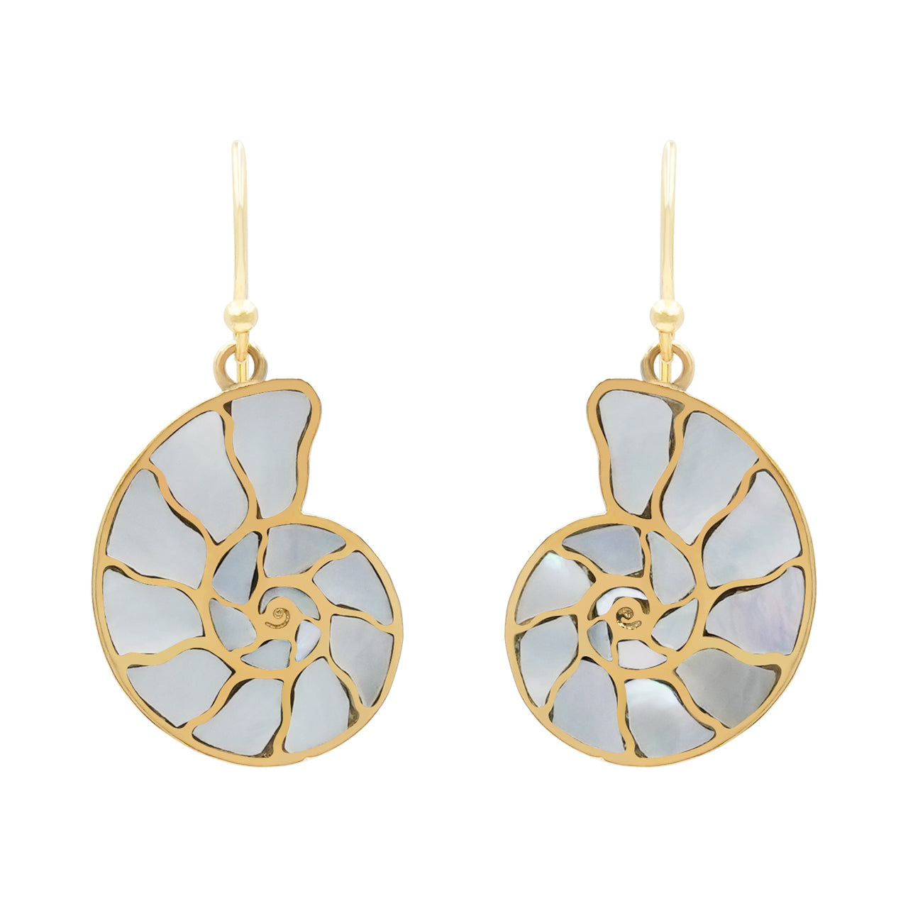 Starborn Nautilus Ammonite with Mother of Pearl Inlay Earring