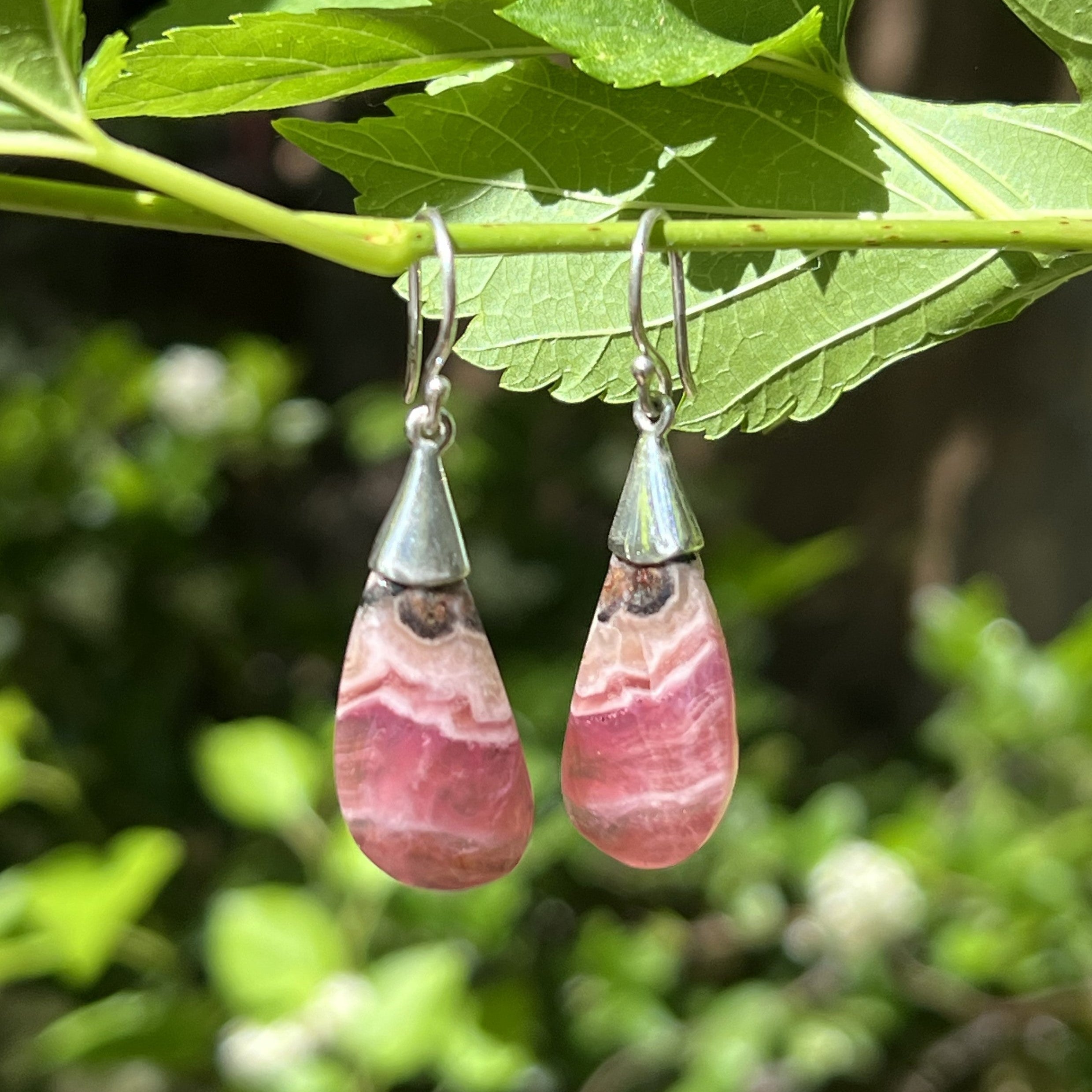 Pink Cobalto Calcite Dangle Earrings in Sterling Silver
