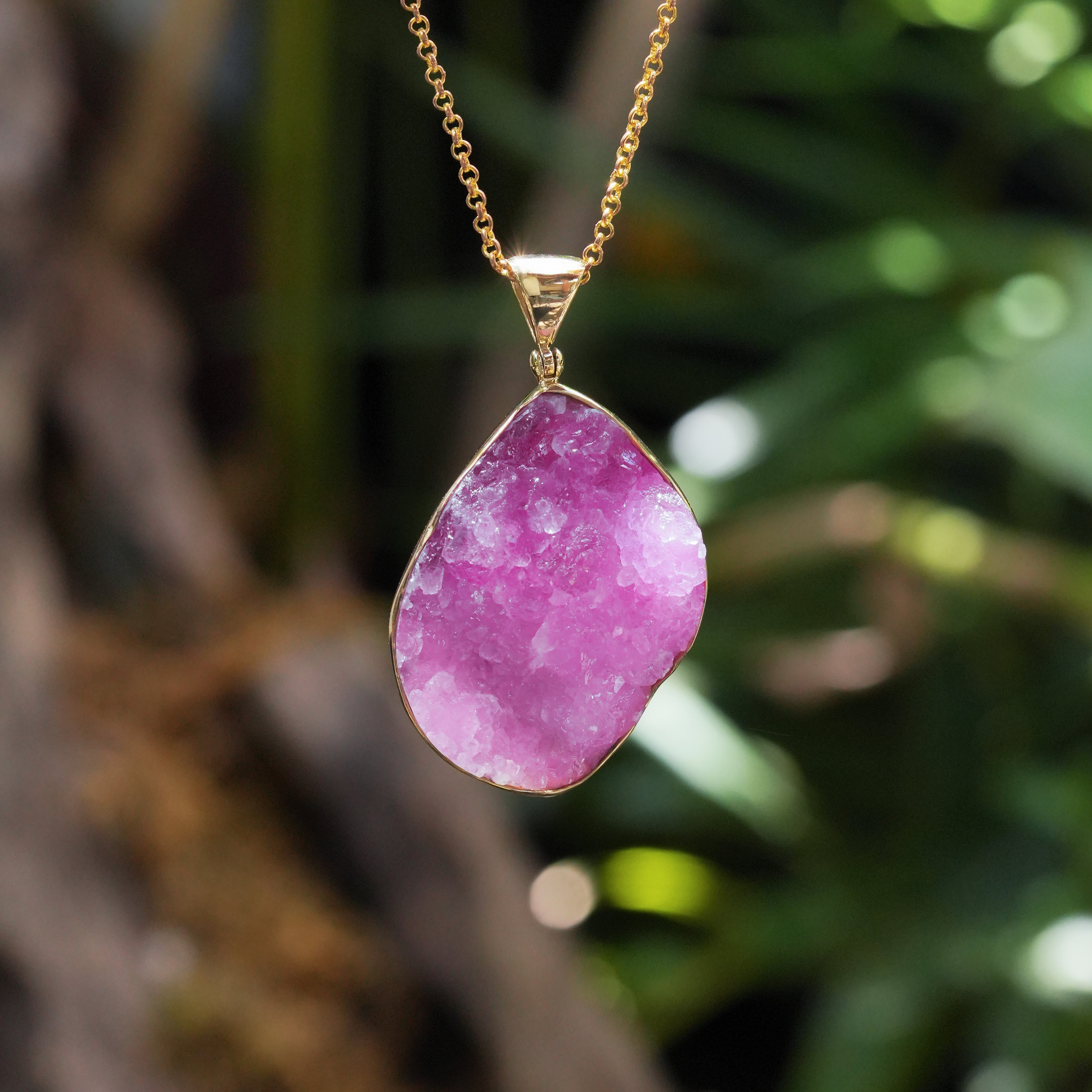 Starborn Pink Cobalto Calcite Nordic Gold Pendant