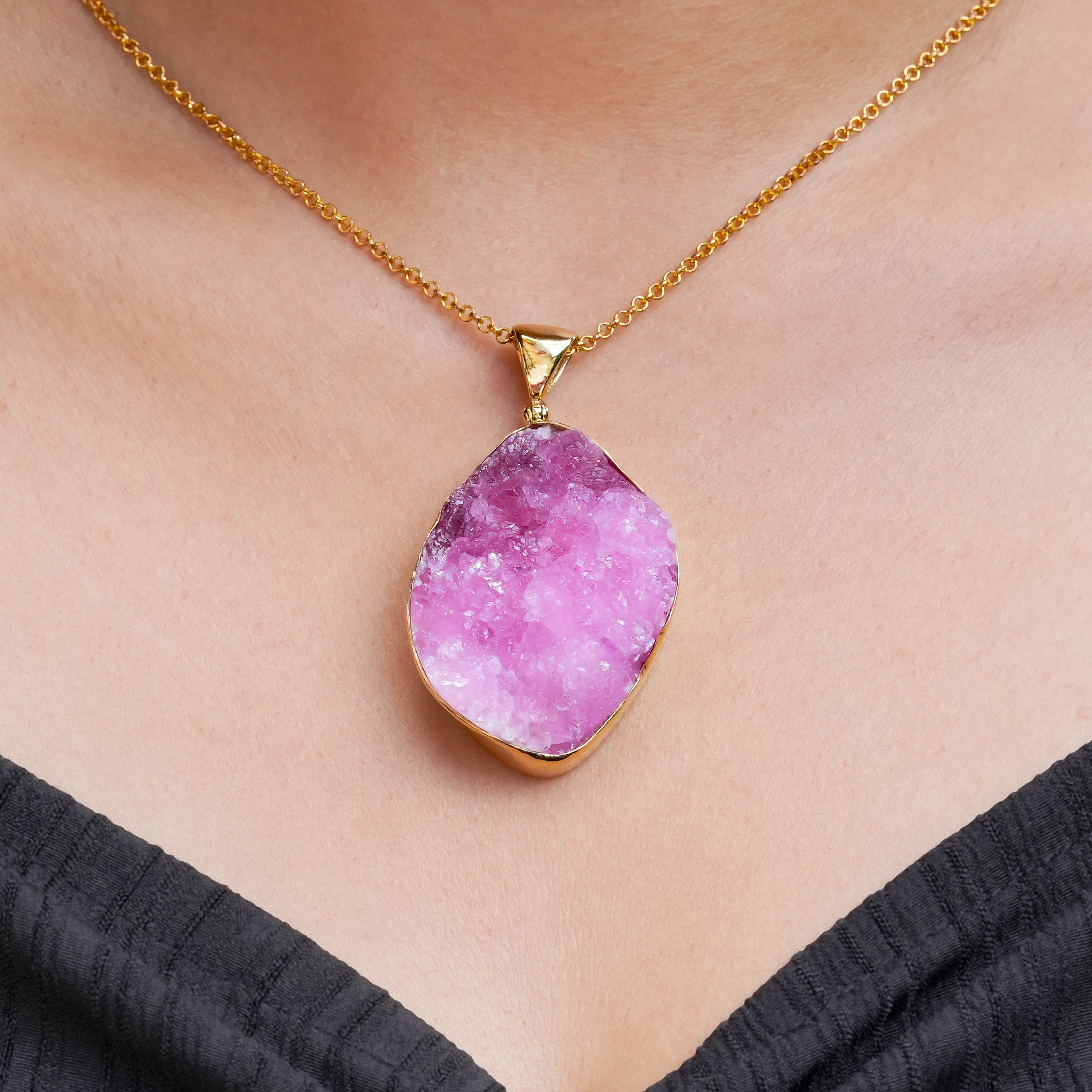 Starborn Pink Cobalto Calcite Nordic Gold Pendant