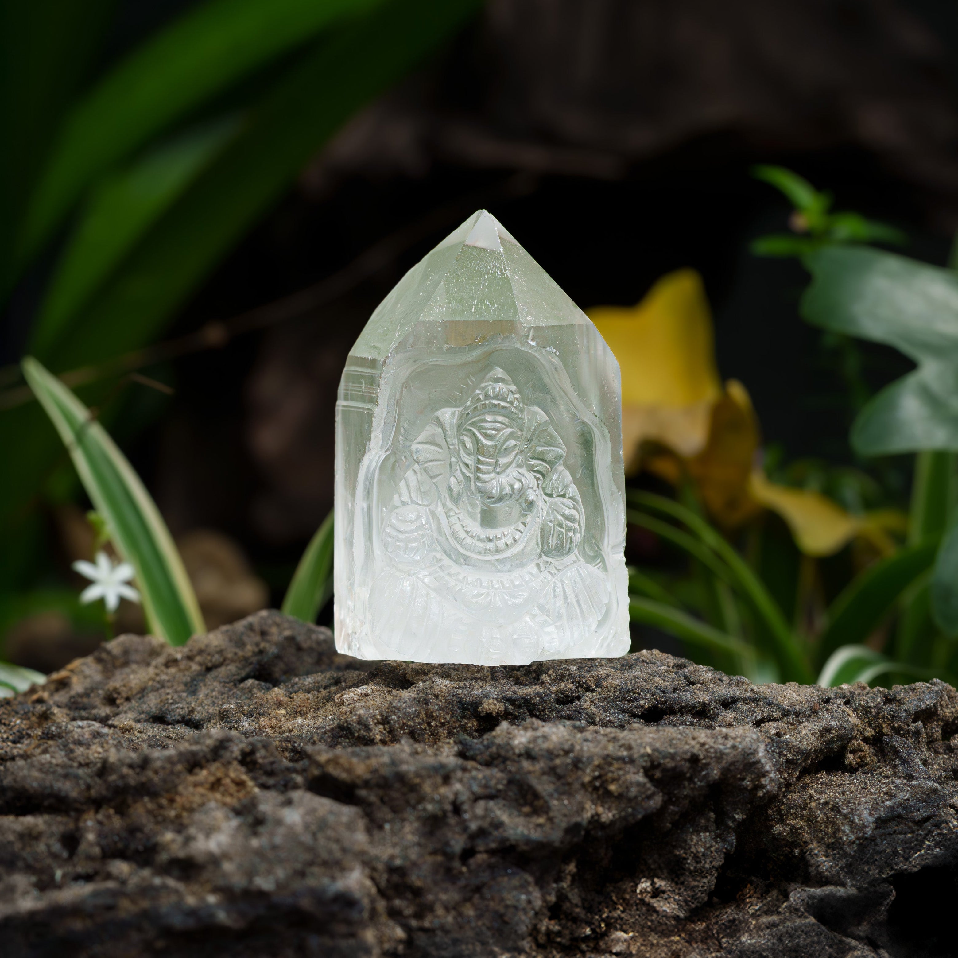 Starborn Hand Carved Quartz Ganesha Carving - 1 Piece