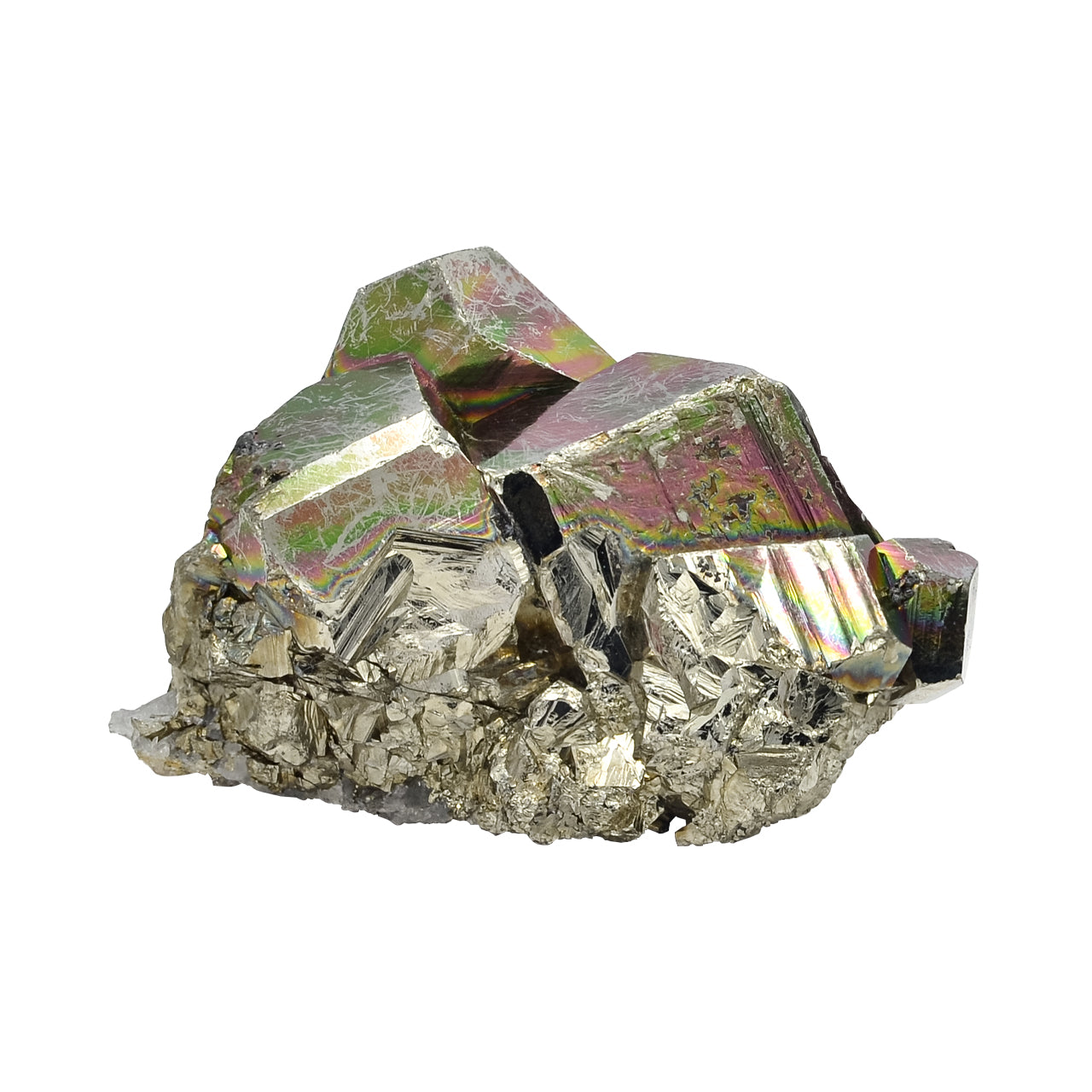 Rainbow Pyrite with Quartz Crystal Specimen 457.5 carats