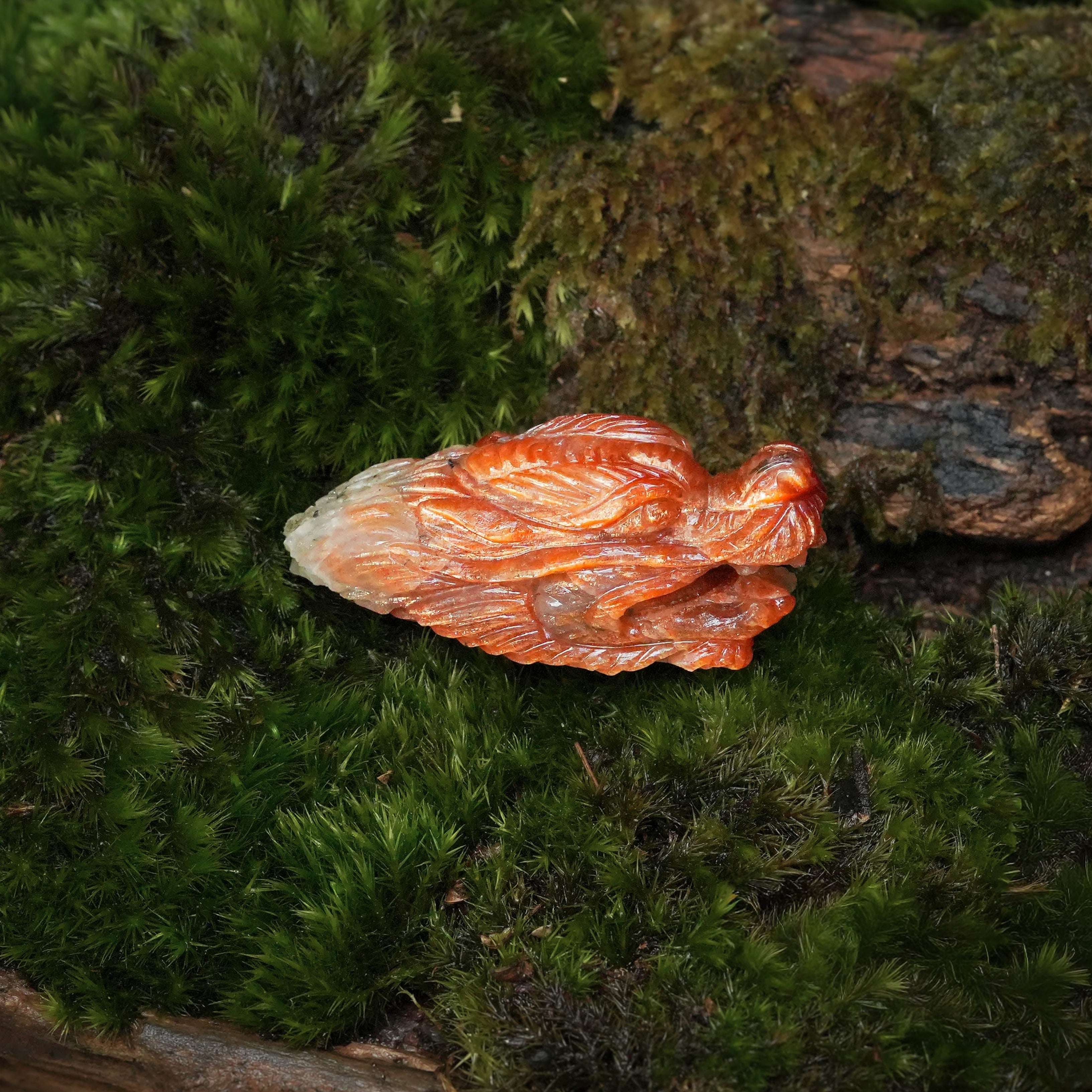 Starborn Hand-Carved Dragon Head Sunstone Carving - 1 Piece