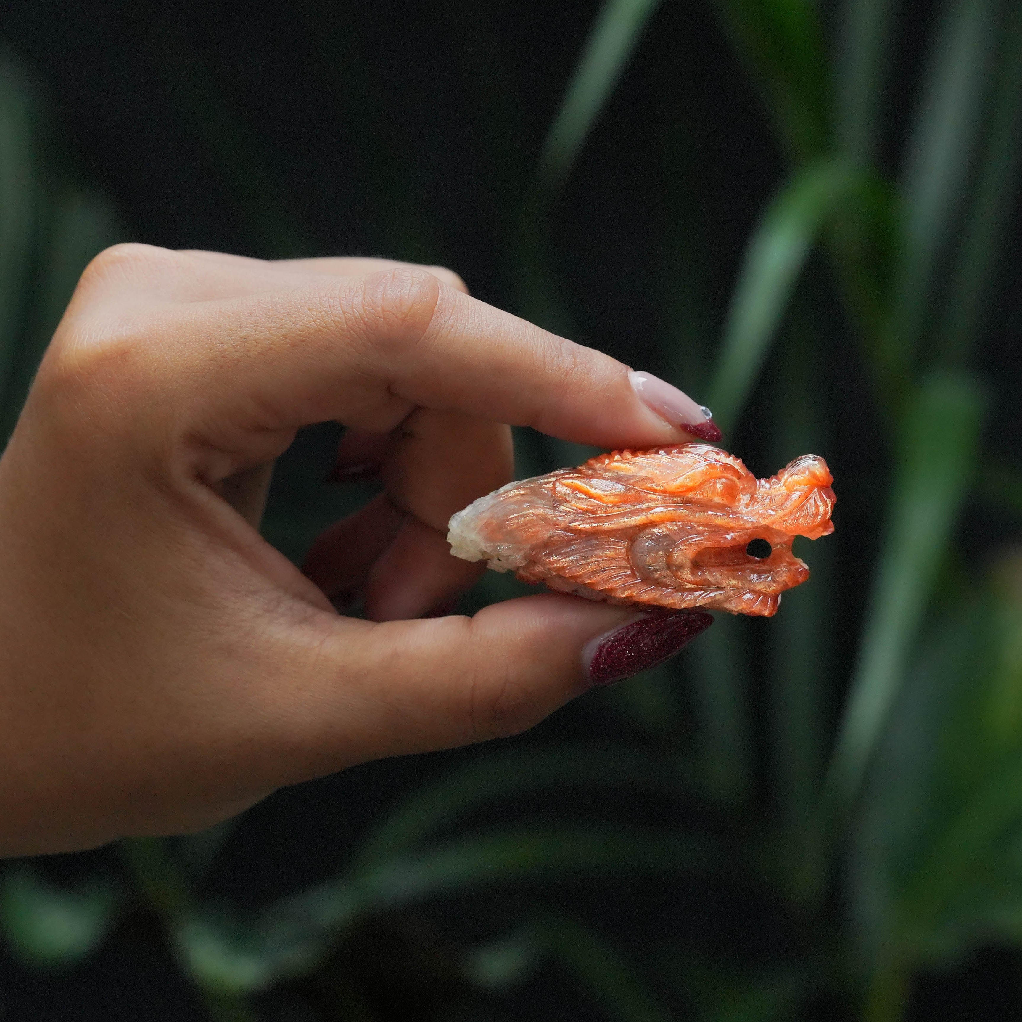 Starborn Hand-Carved Dragon Head Sunstone Carving - 1 Piece