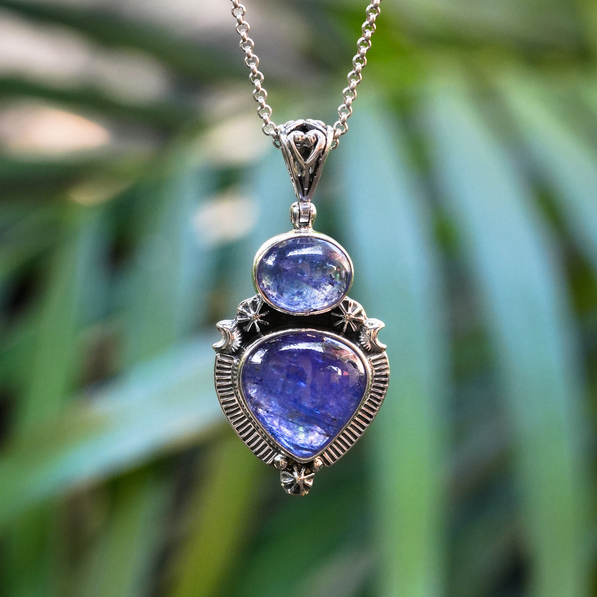 Colgante multi-piedra Starborn de Tektita del Desierto Líbico en Plata de Ley