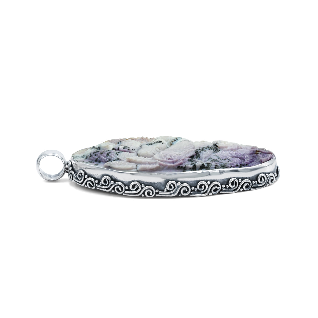 Starborn Tiffany Stone Snake Carving Pendant in Sterling Silver