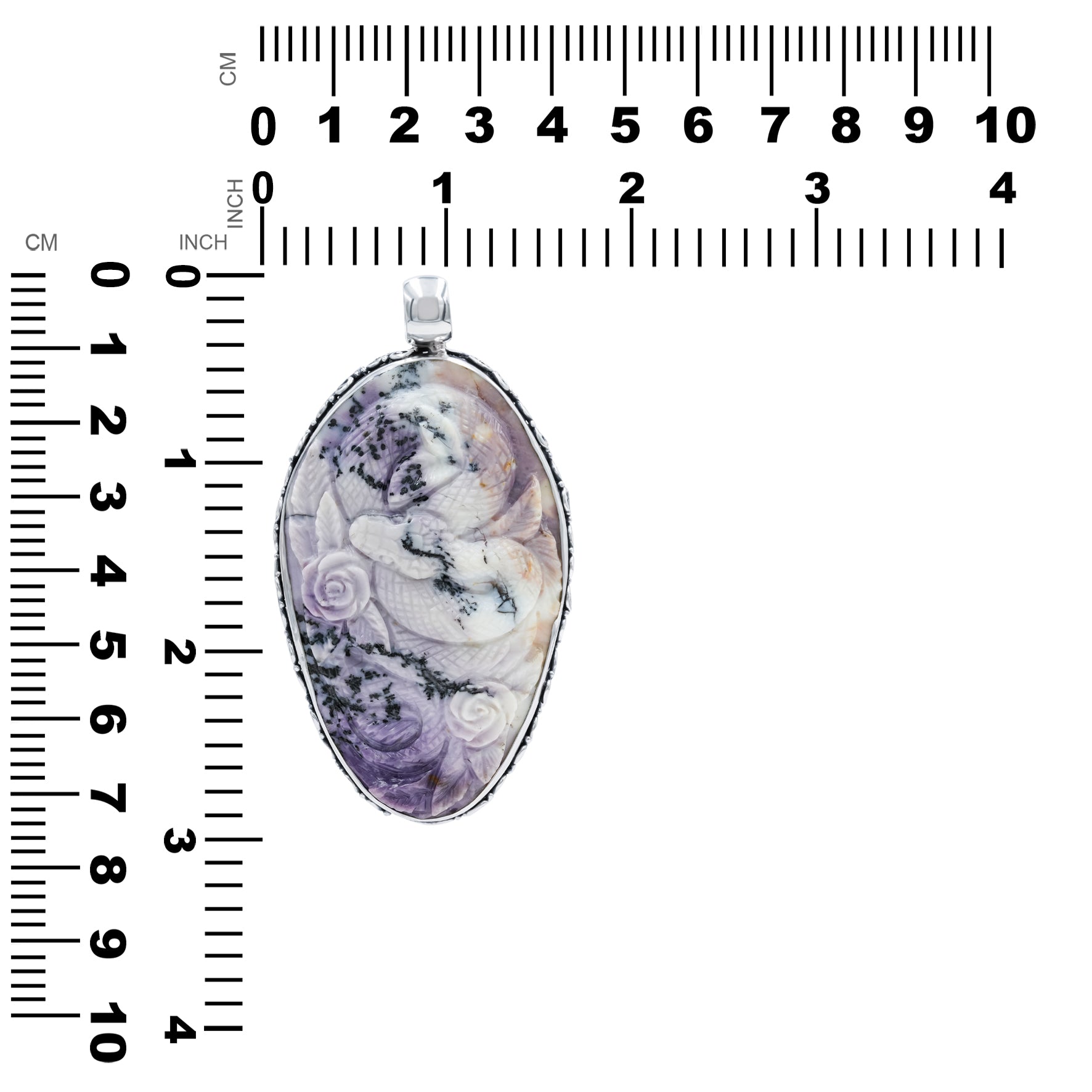 Starborn Tiffany Stone Snake Carving Pendant in Sterling Silver