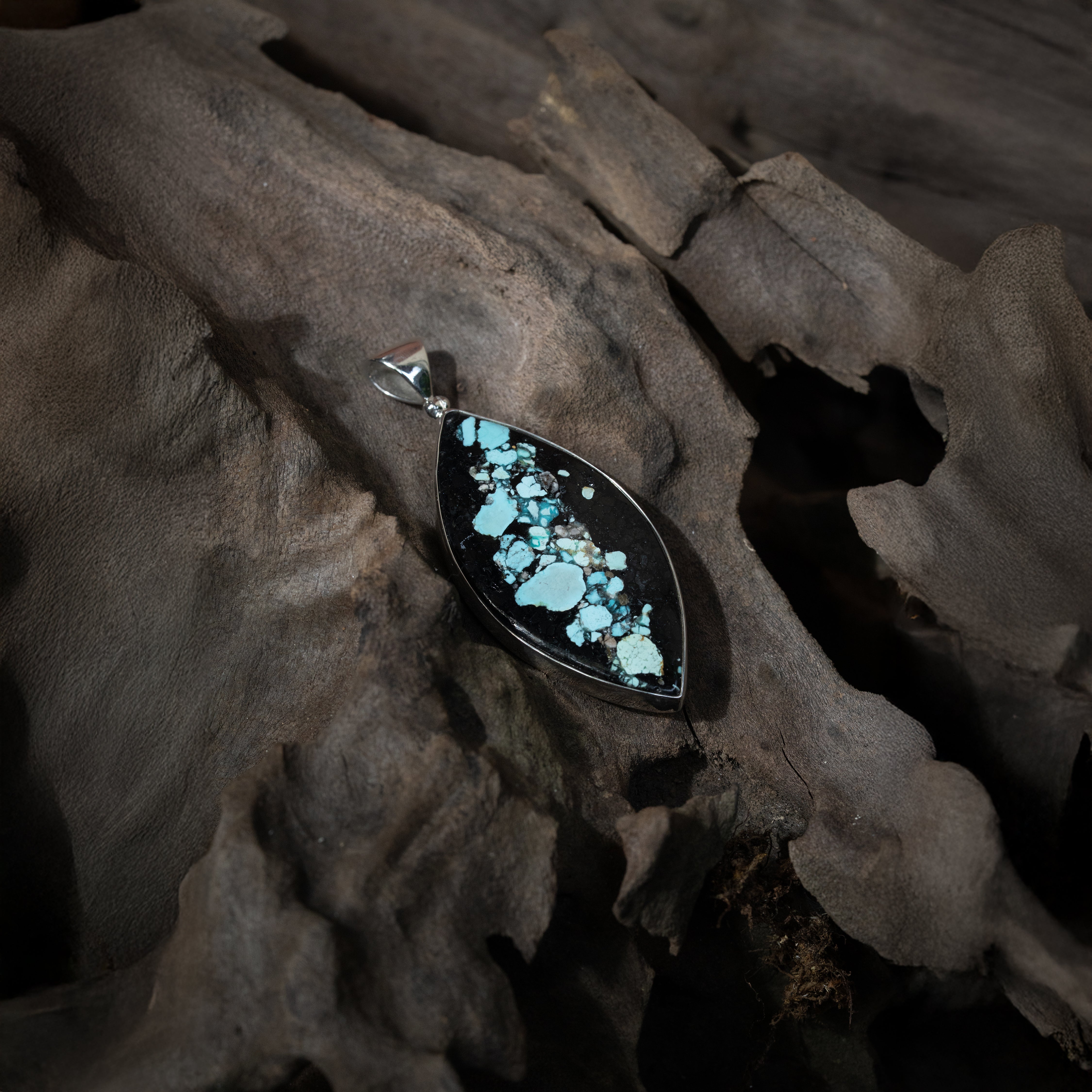 Starborn Mohave Turquoise Marquise Pendant in Fine Sterling Silver