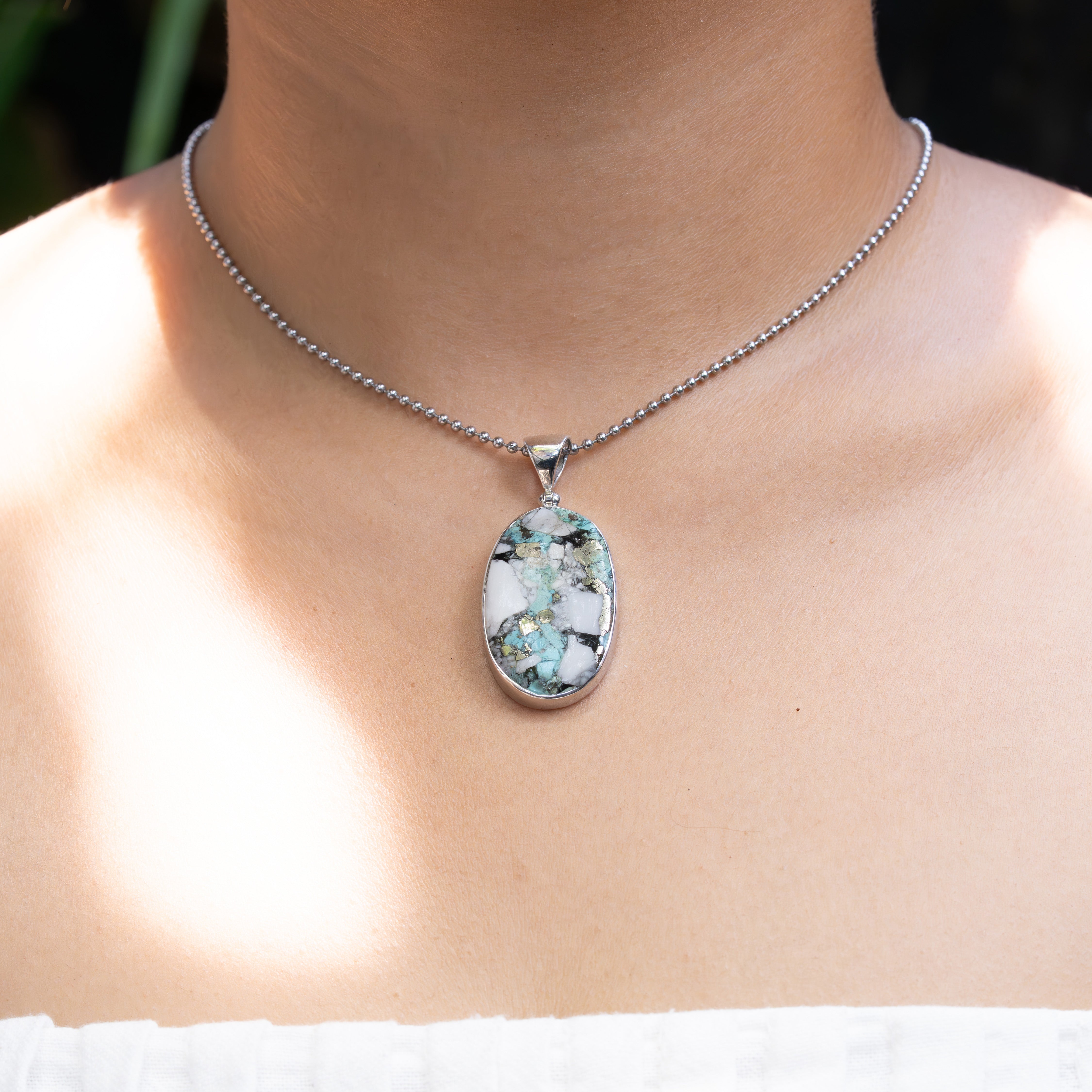 Starborn Mohave Turquoise Oval Pendant in Sterling Silver