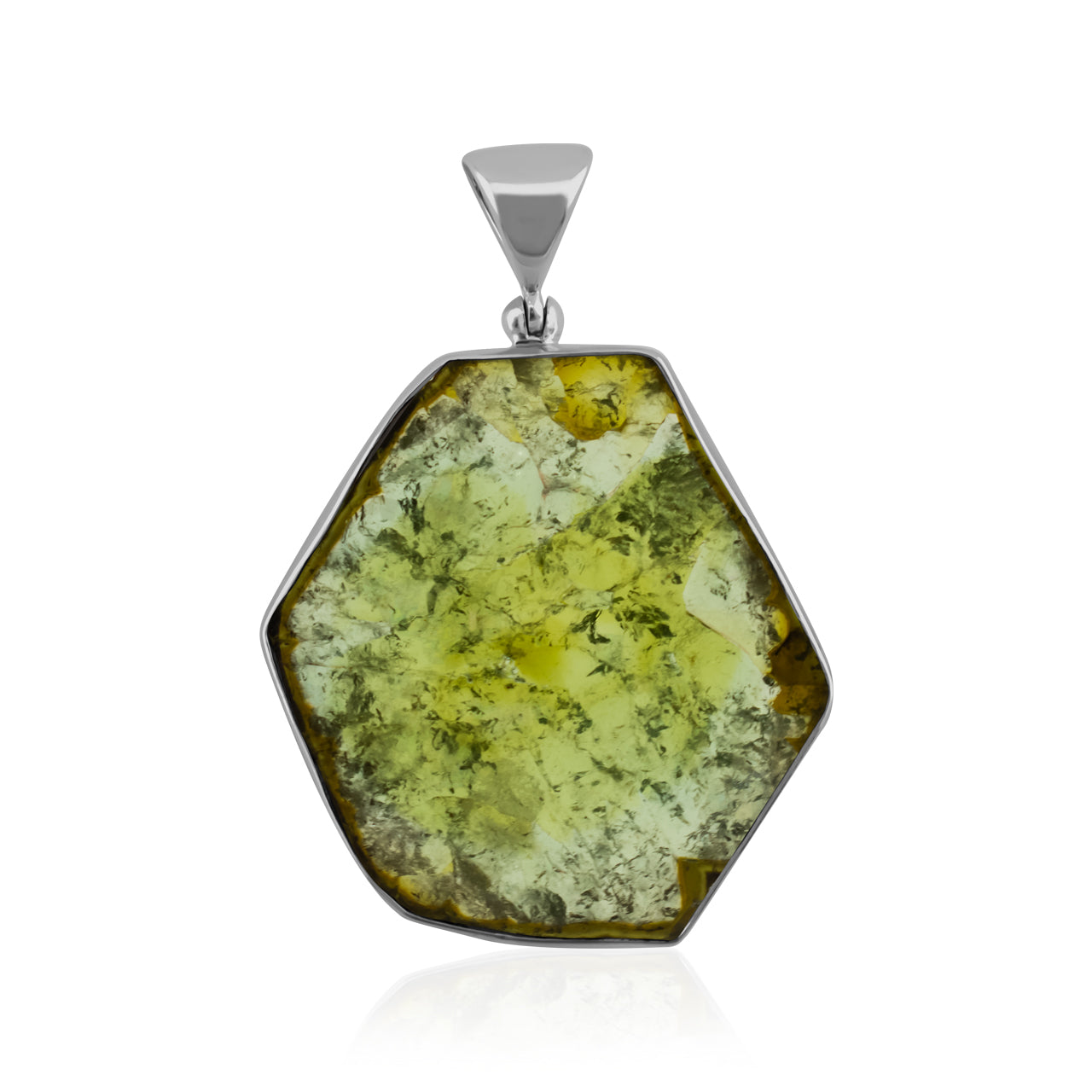 Starborn Green Tourmaline Slice pendant in Sterling Silver - One piece