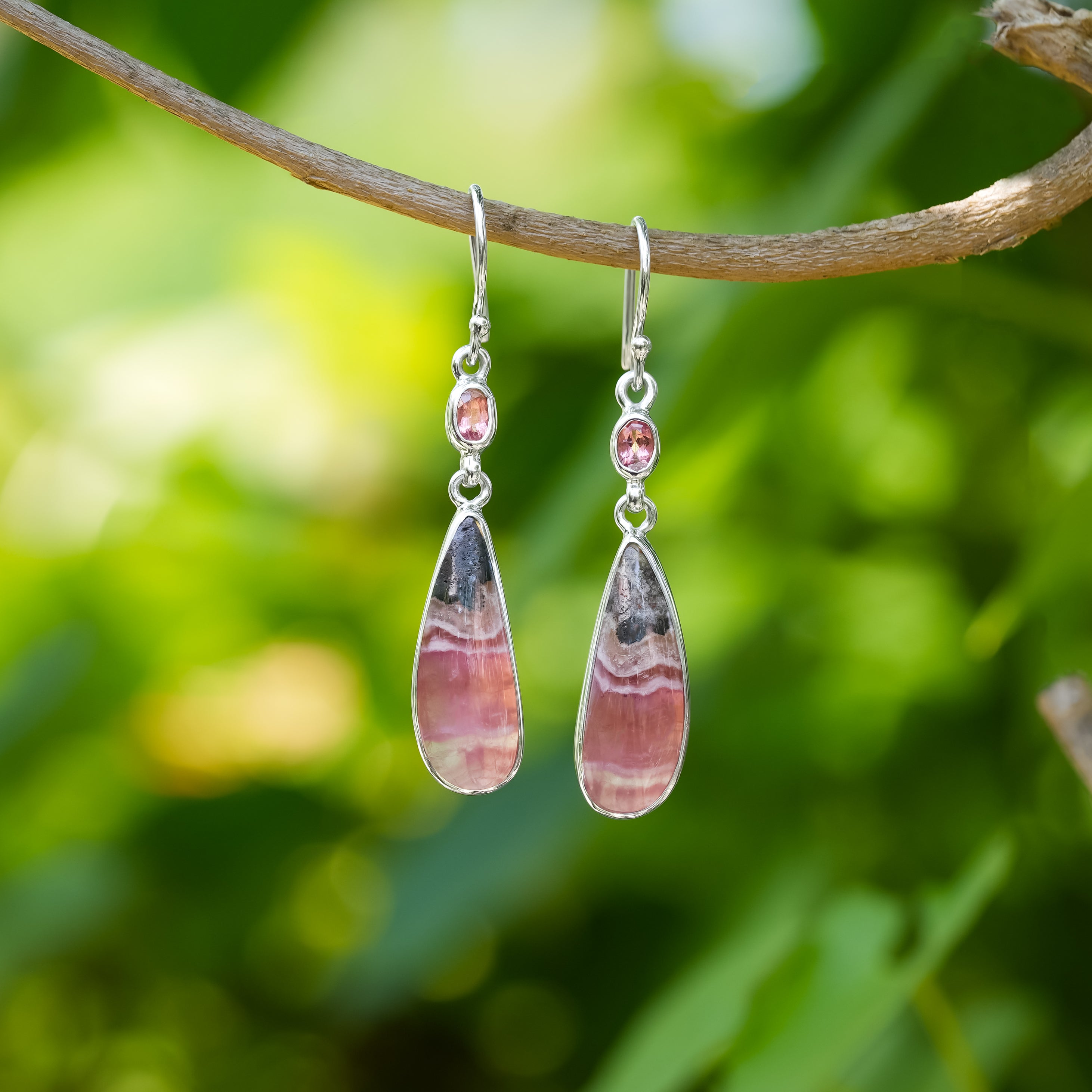 Starborn Pink Cobalto Calcite Dangle Earrings in Sterling Silver