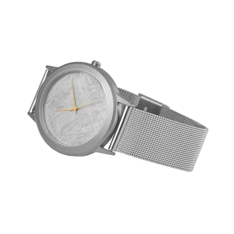 Starborn Gibeon Meteorite Reloj pequeño con esfera de 20 mm y correa de malla ajustable de acero inoxidable