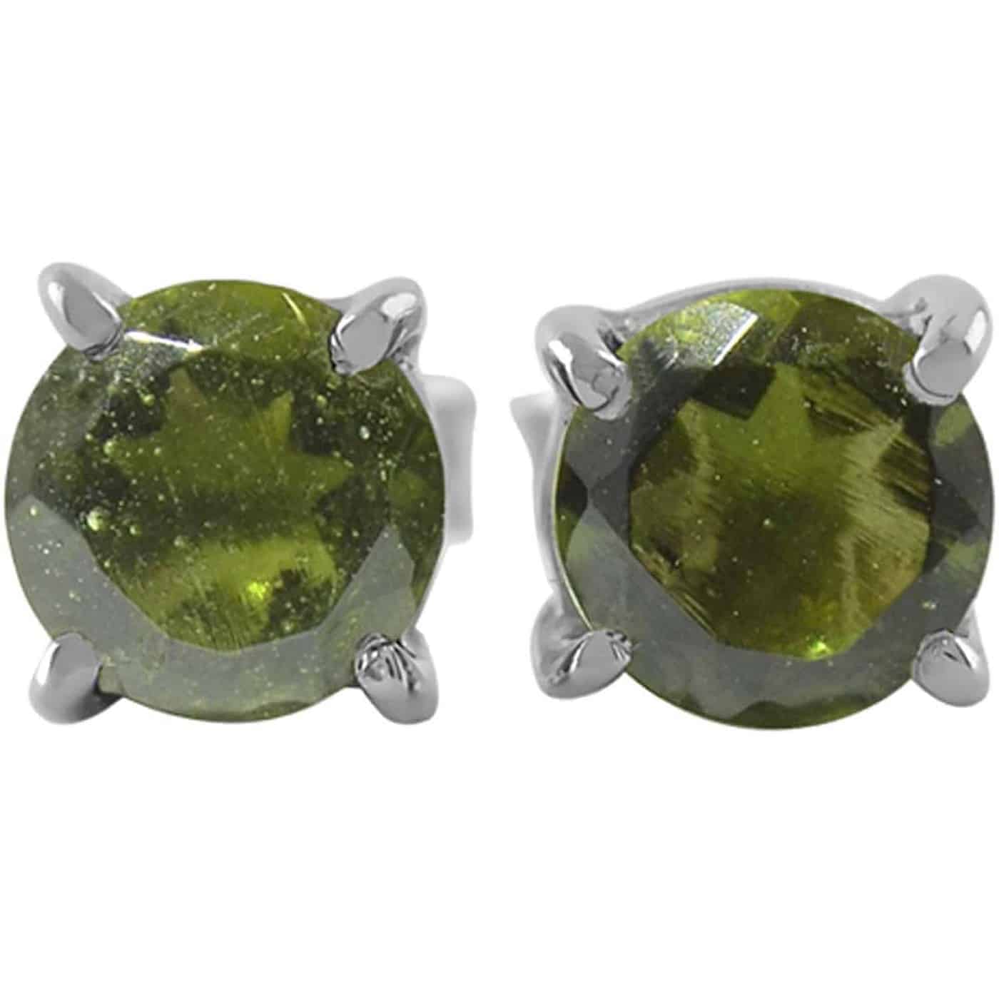 Starborn Faceted Gemstone 8 mm Round Post Earrings in Sterling Silver