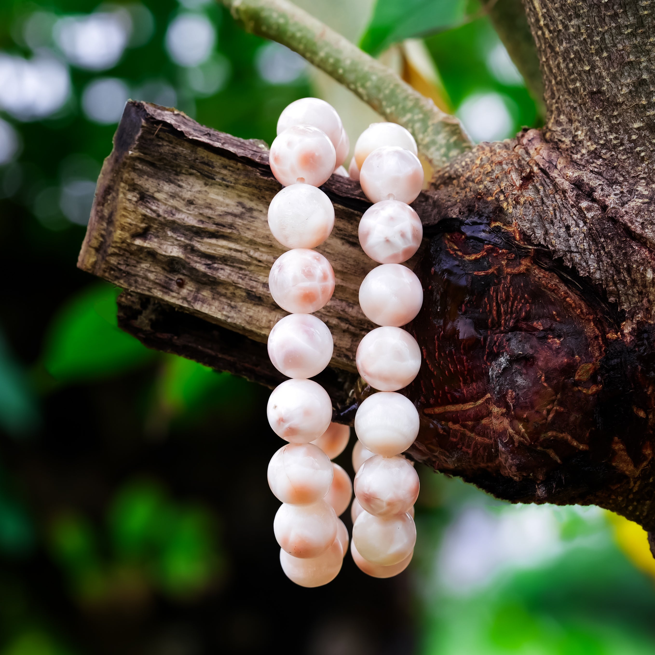 Starborn 10mm Pink Natrolite Beaded Elastic Bracelet