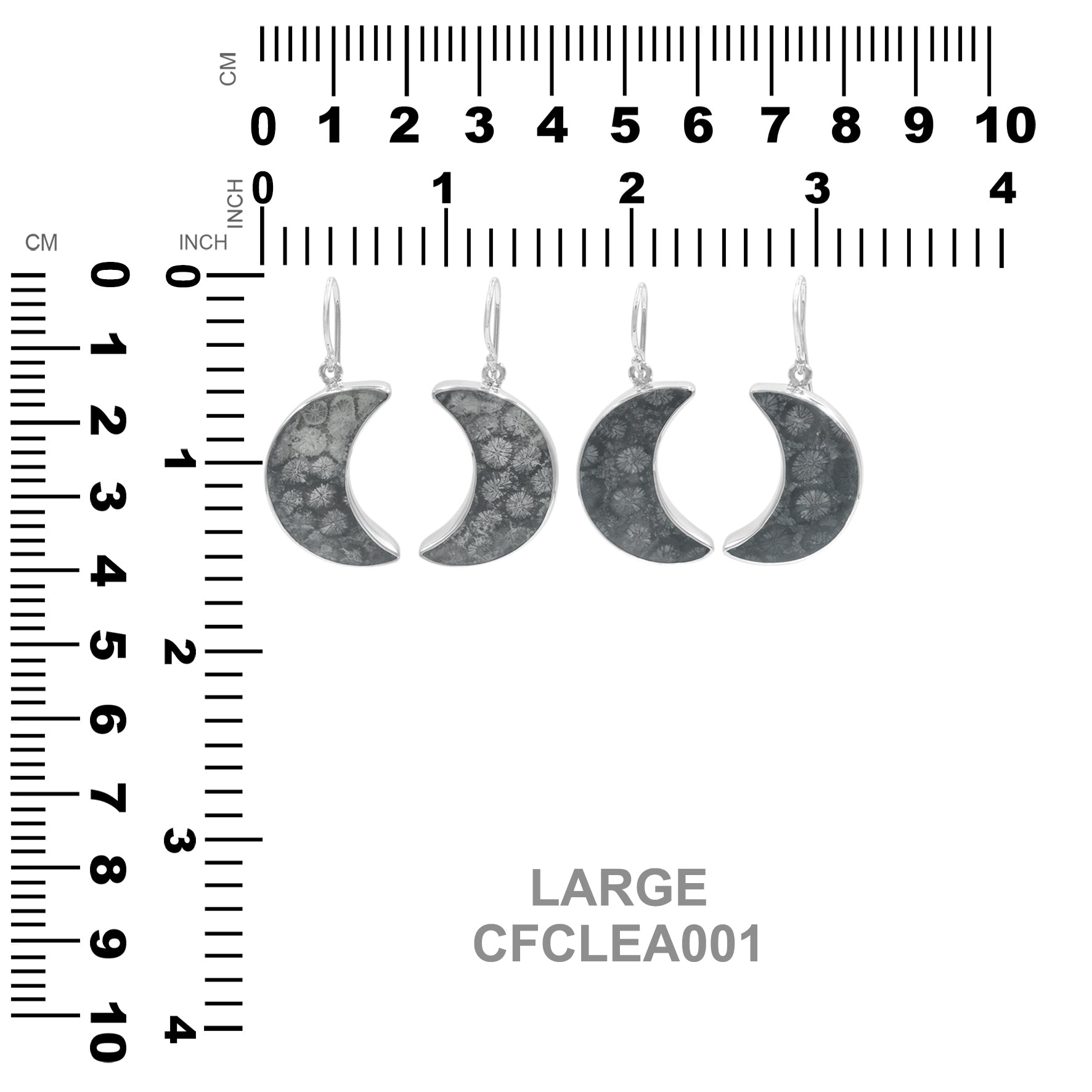 Starborn Fossil Coral Crescent Moon Earrings in Sterling Silver