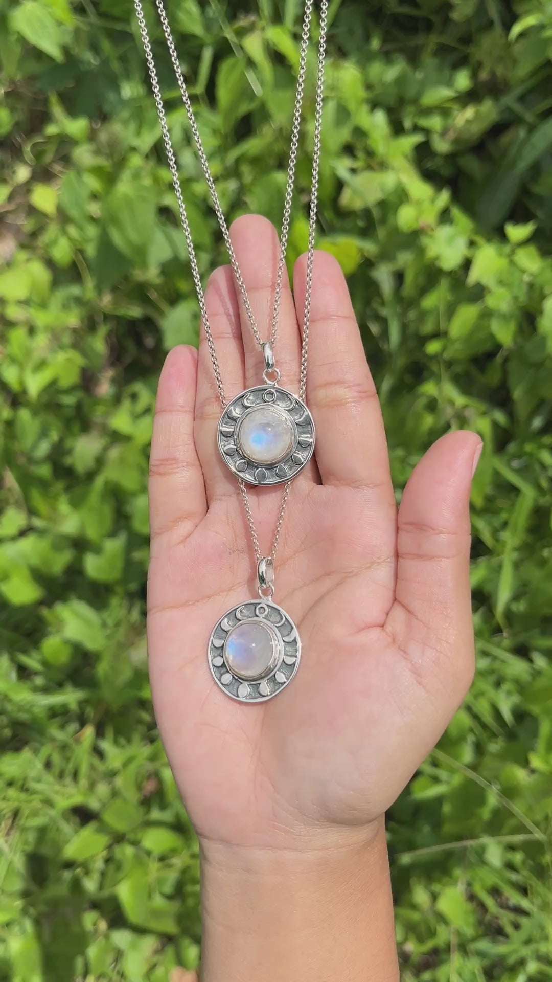 Stunning Rainbow Moonstone Moon Phases Design Pendant | Starborn