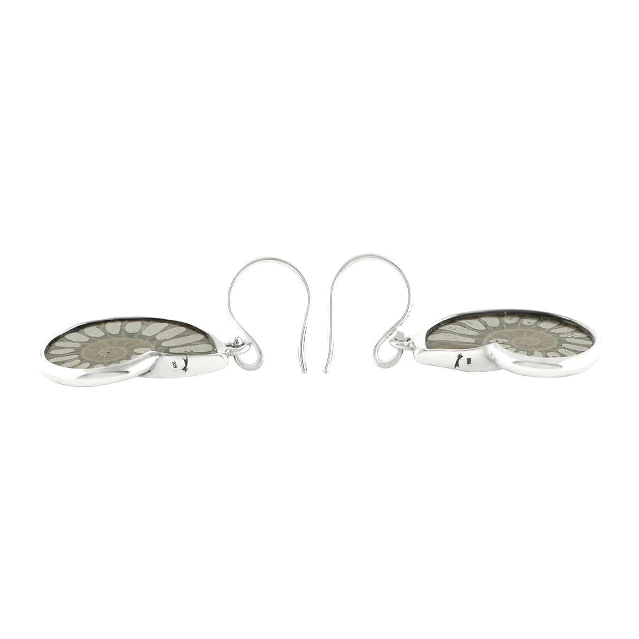 Ammonite with Pyrite Inlay Earrings
